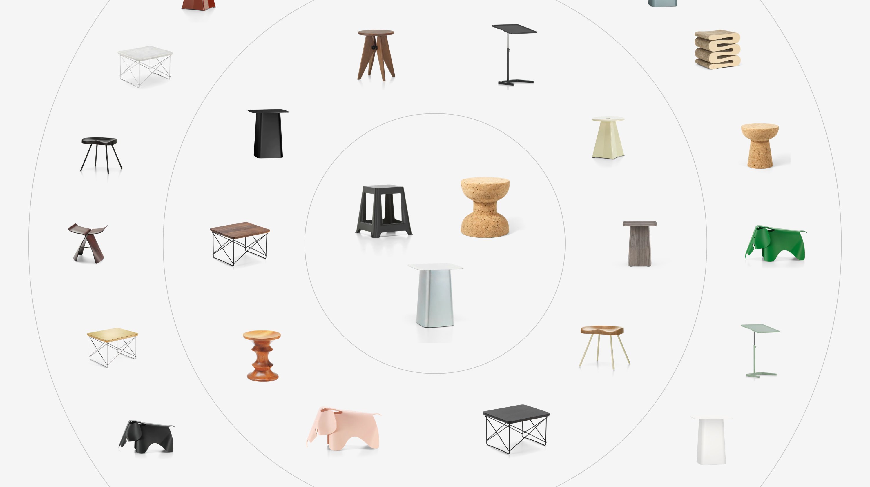 Circular product grid from the Vitra Gift Finder