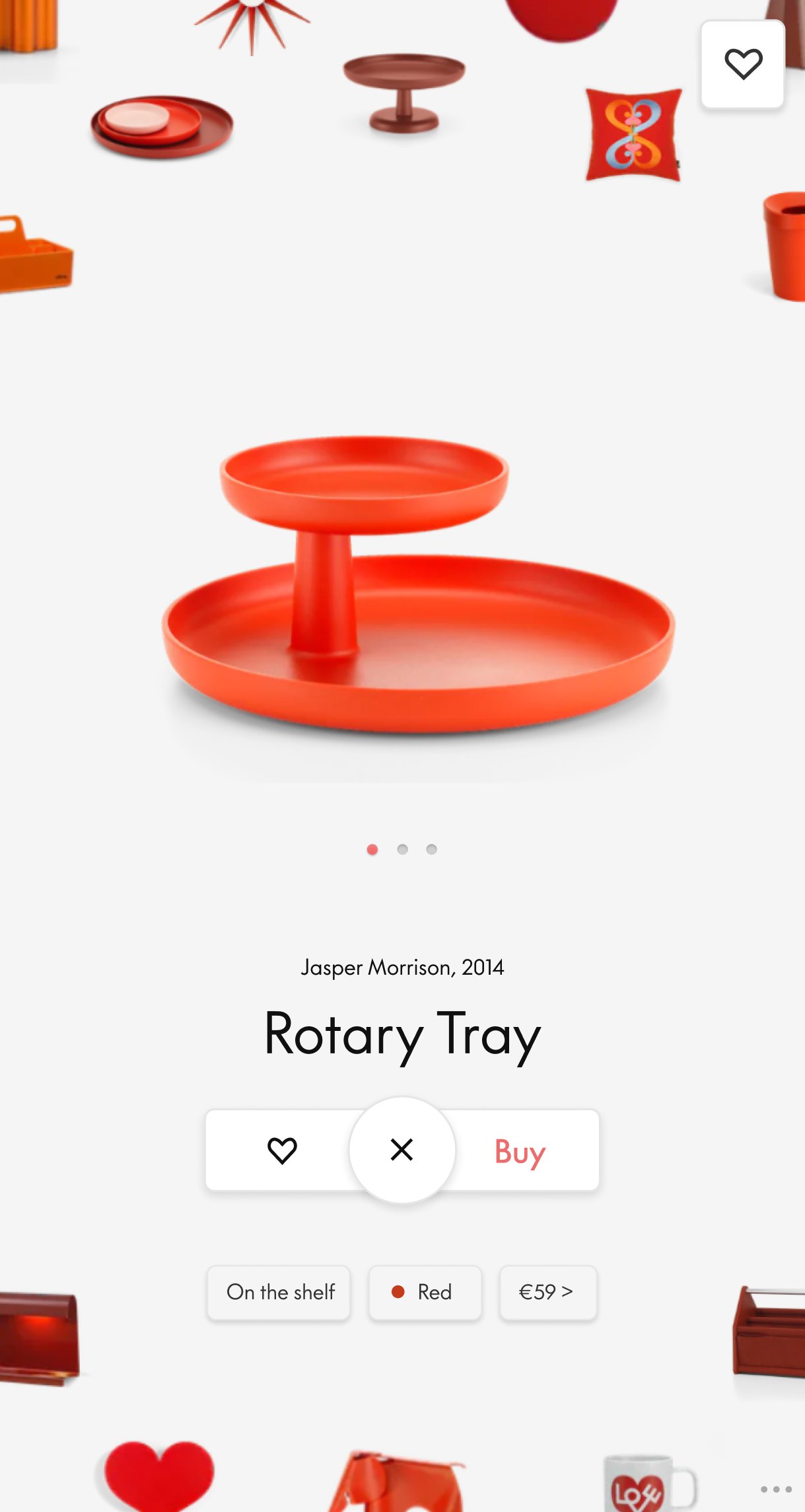 Vitra Gift Finder product page, light mobile view