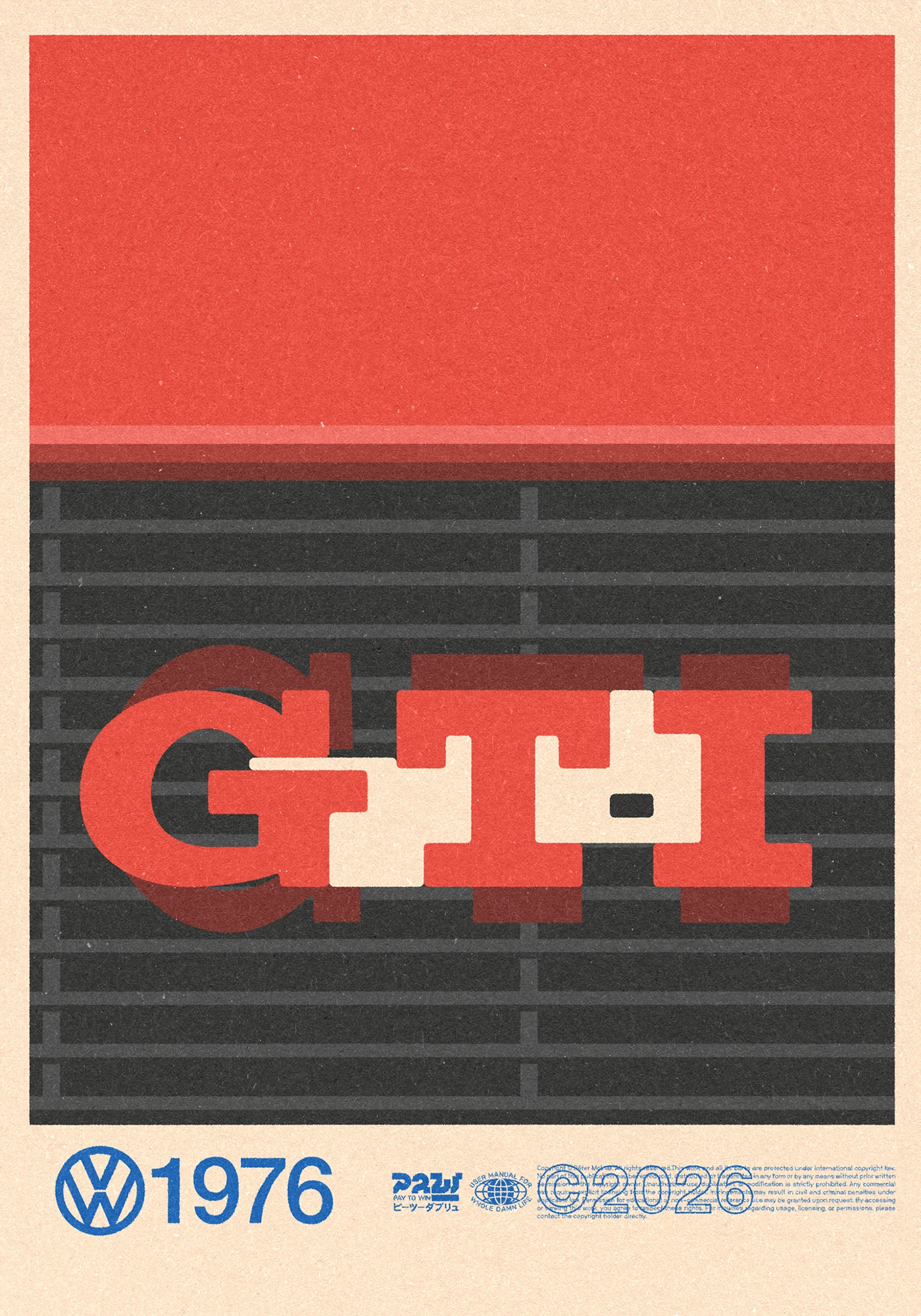 1976 (2026) posters concept Volkswagen Golf GTI radiator grille artwork