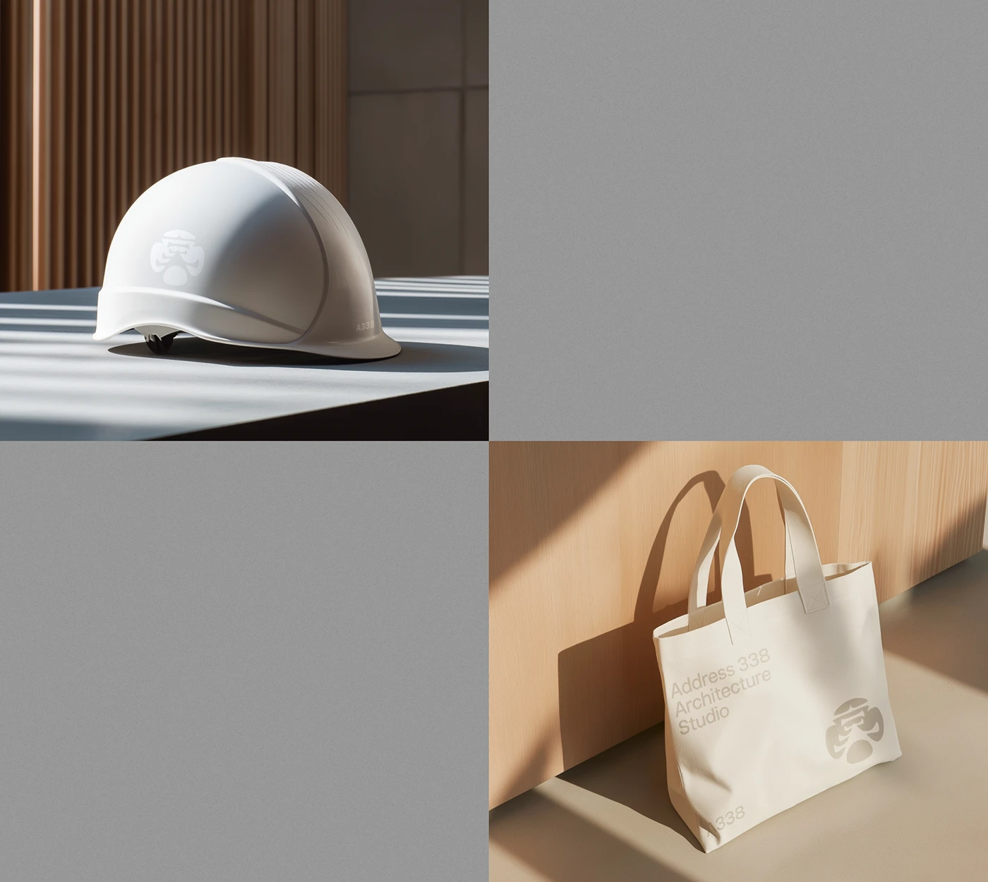 Address 338 Architecture Studio branding packaging box and studio collateral