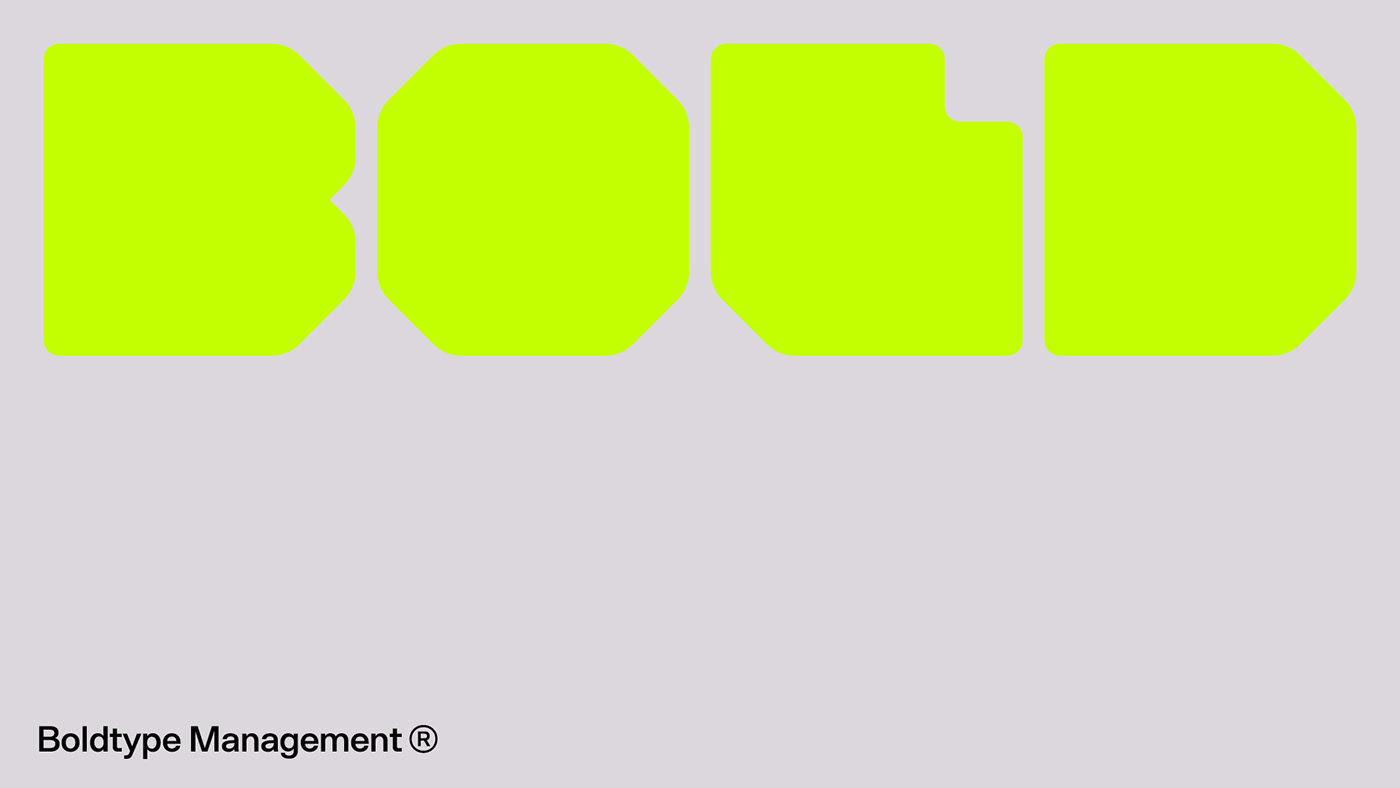 Boldtype Management branding logo and acid yellow block typography