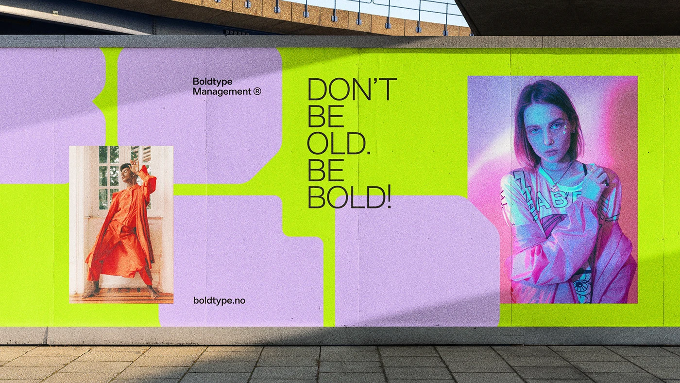 Boldtype Management branding billboard wall poster wrap in urban space