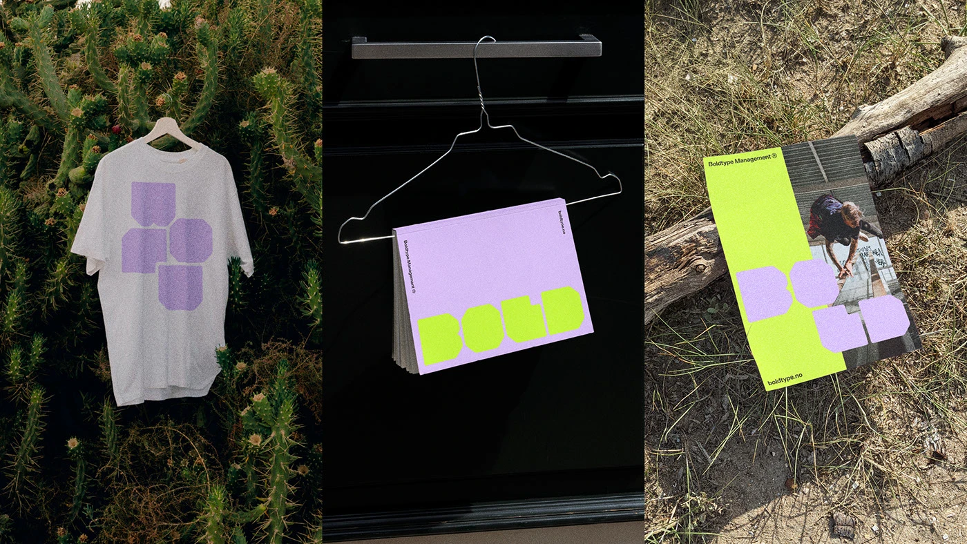 Boldtype Management branding tshirt print hanger and magazine cover