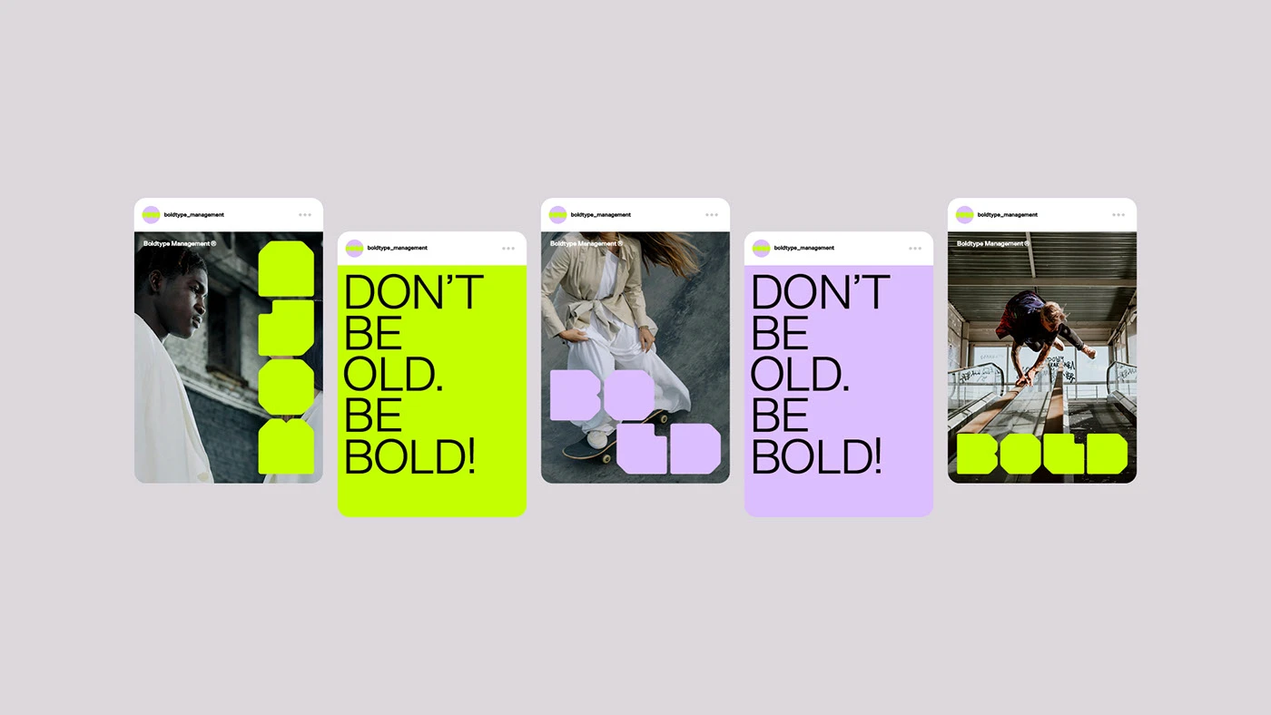 Boldtype Management branding social media story template grid