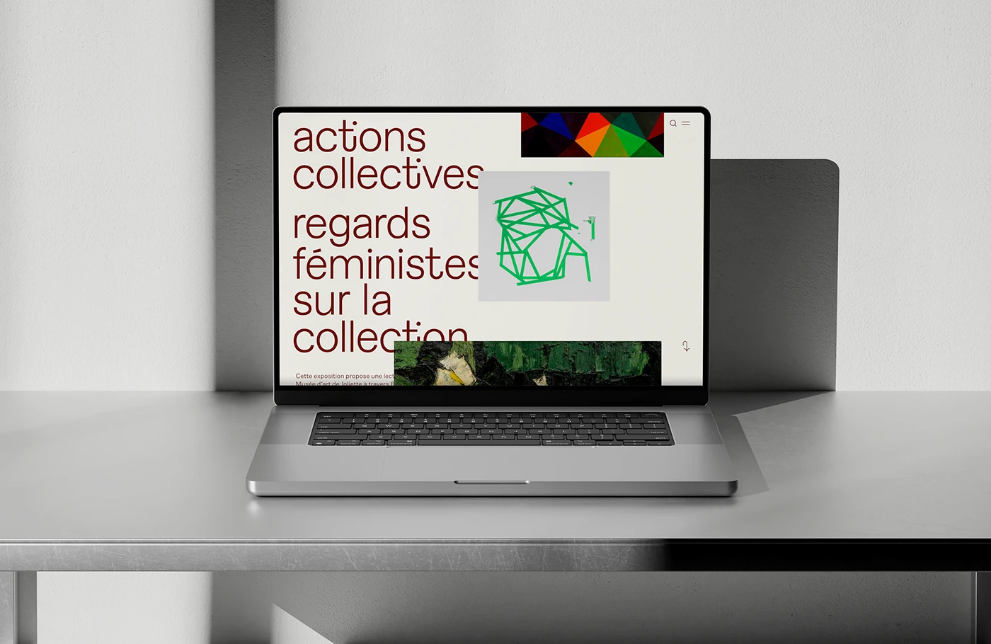 Collective Actions web design display on laptop screen