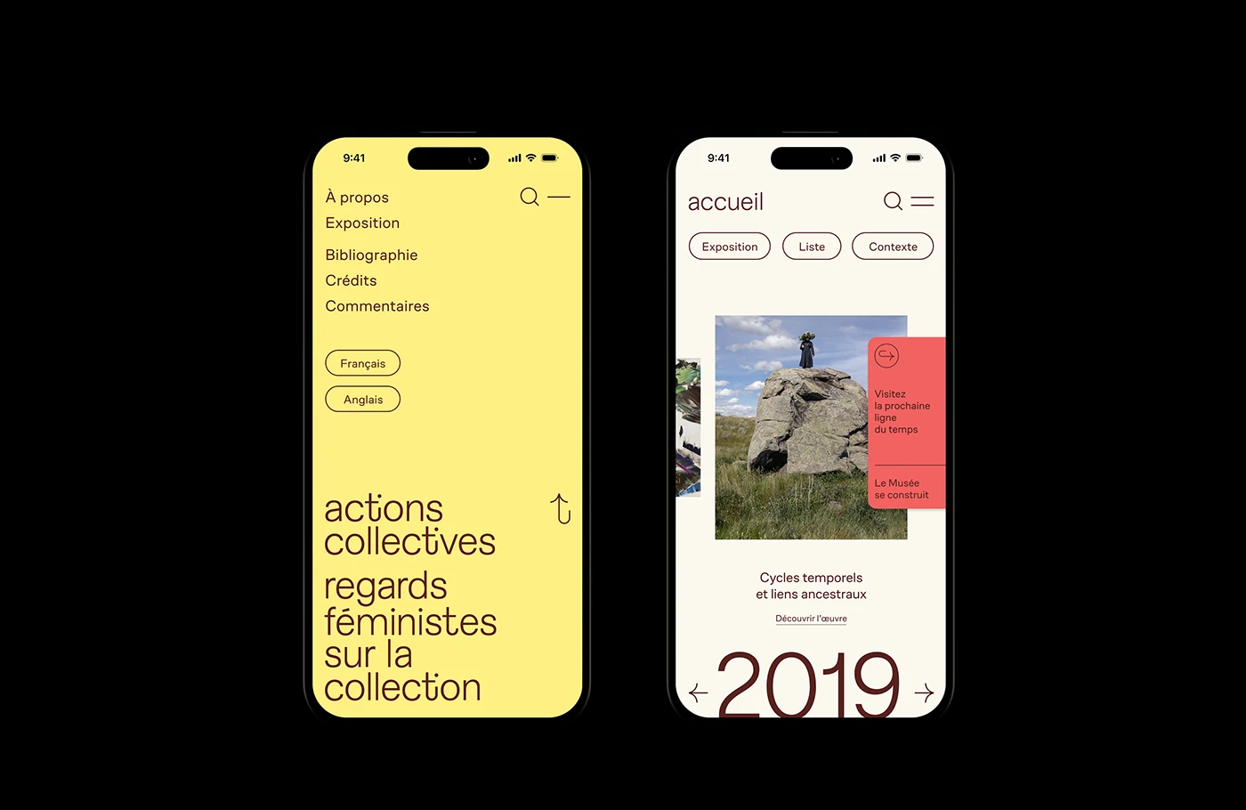 Collective Actions mobile web design navigation menu drawer