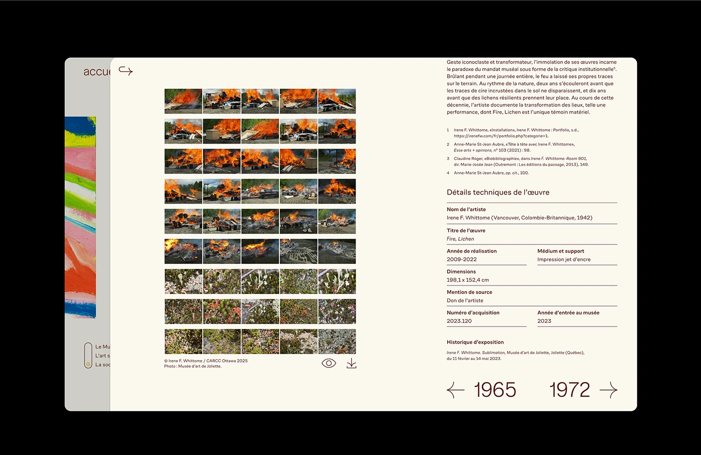 Collective Actions web design artwork archive details