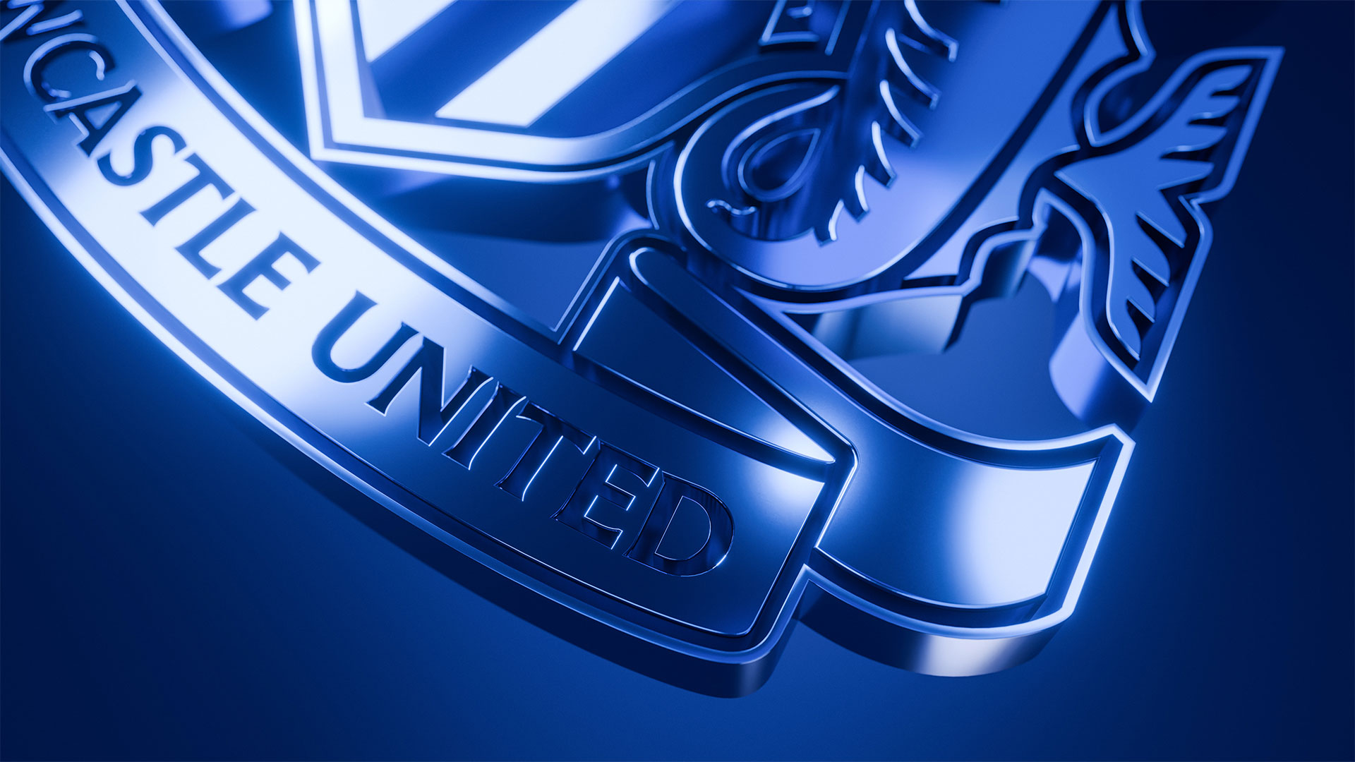 Metallic 3D render of the new Newcastle United crest ribbon detail
