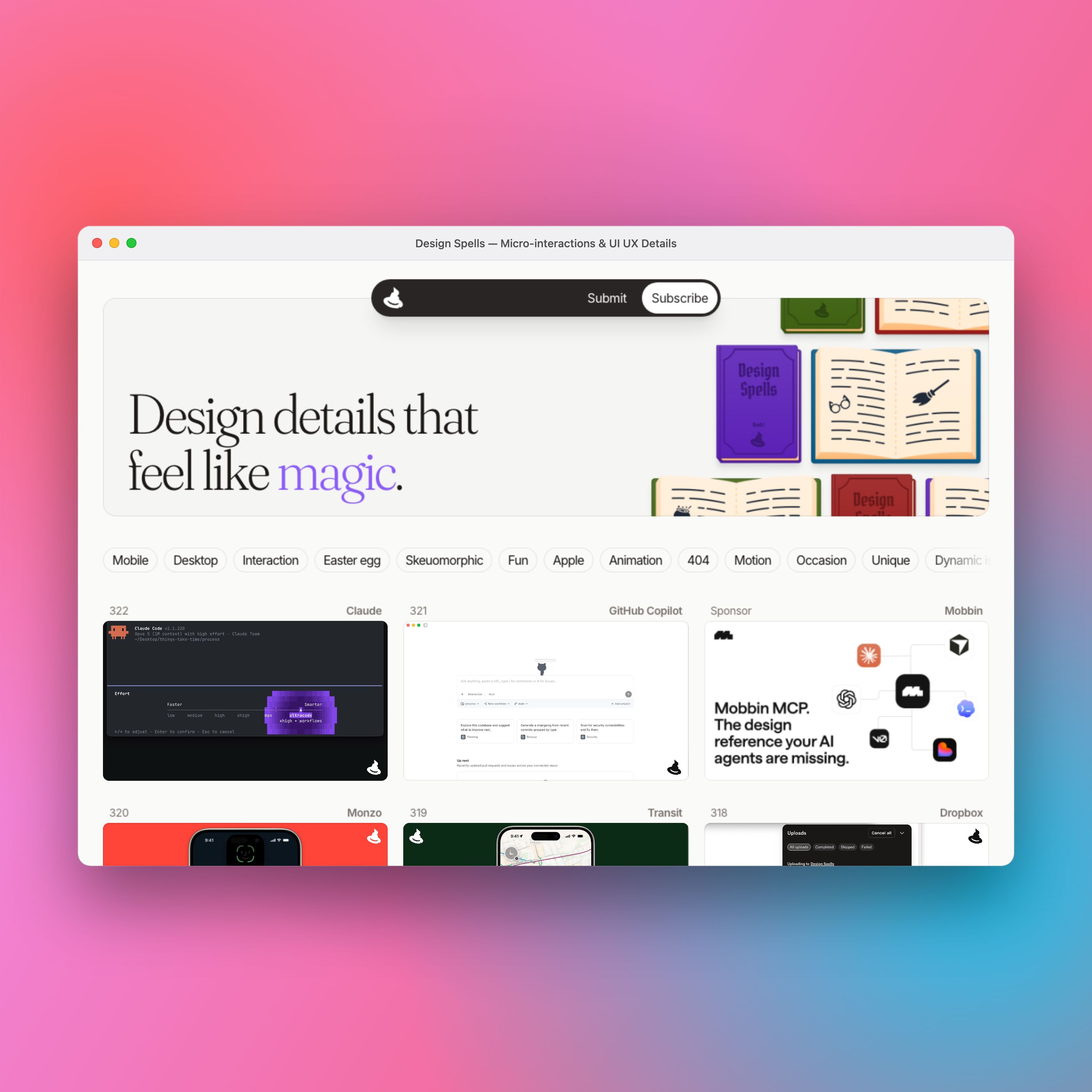 Design Spells: UI/UX Tasarımcıları İçin Yeni İnteraktif Galeri Platformu