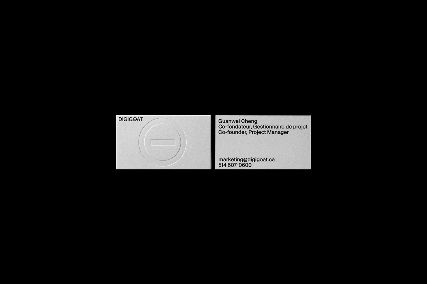 Digigoat branding business card layout and contact details