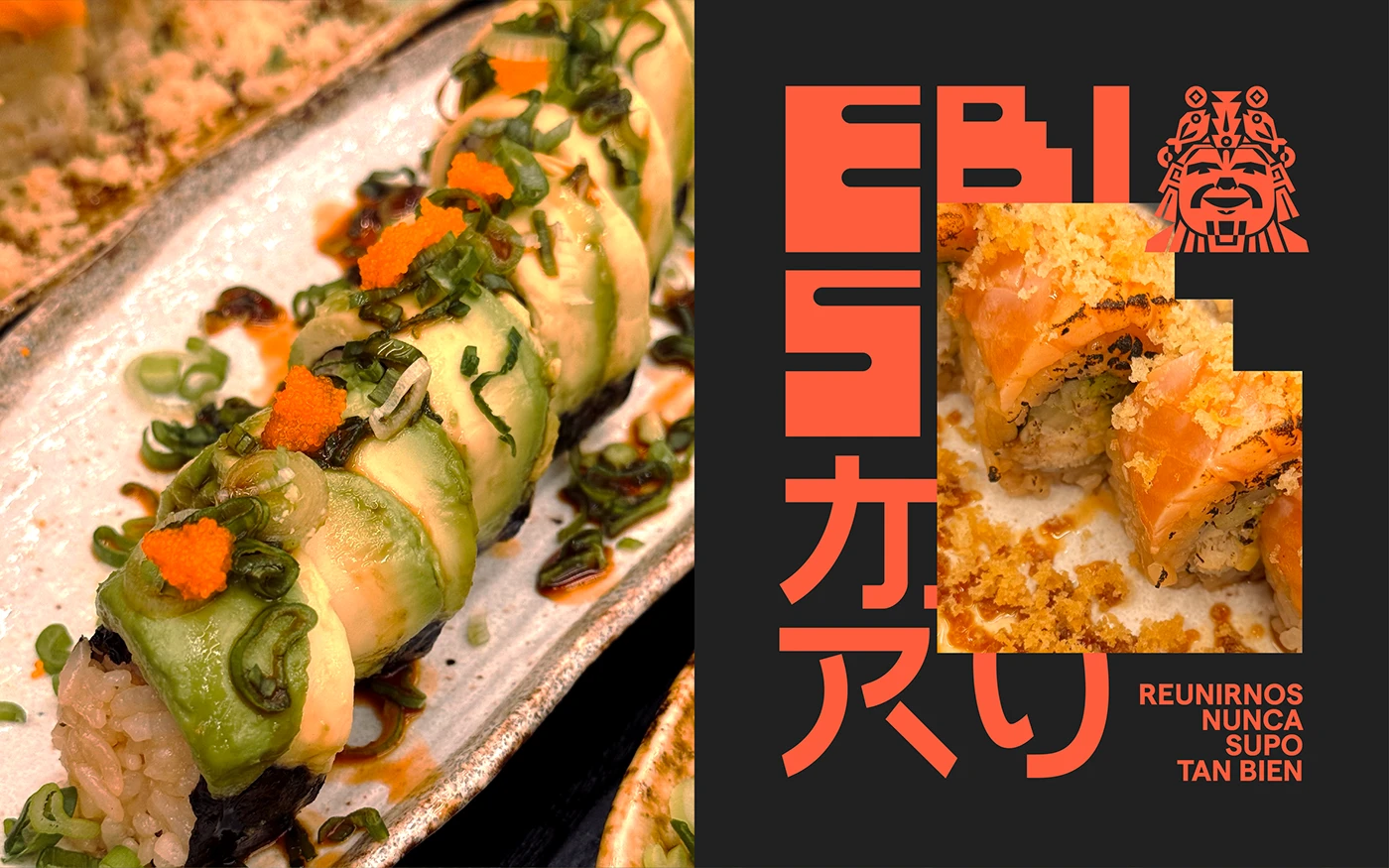 Maqueta de interfaz de usuario de aplicación móvil de la marca de sushi Ebisumaru