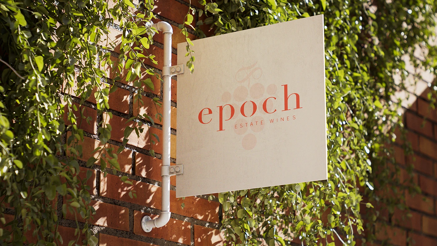 Detalles tipográficos de identidad de marca EPOCH WINE