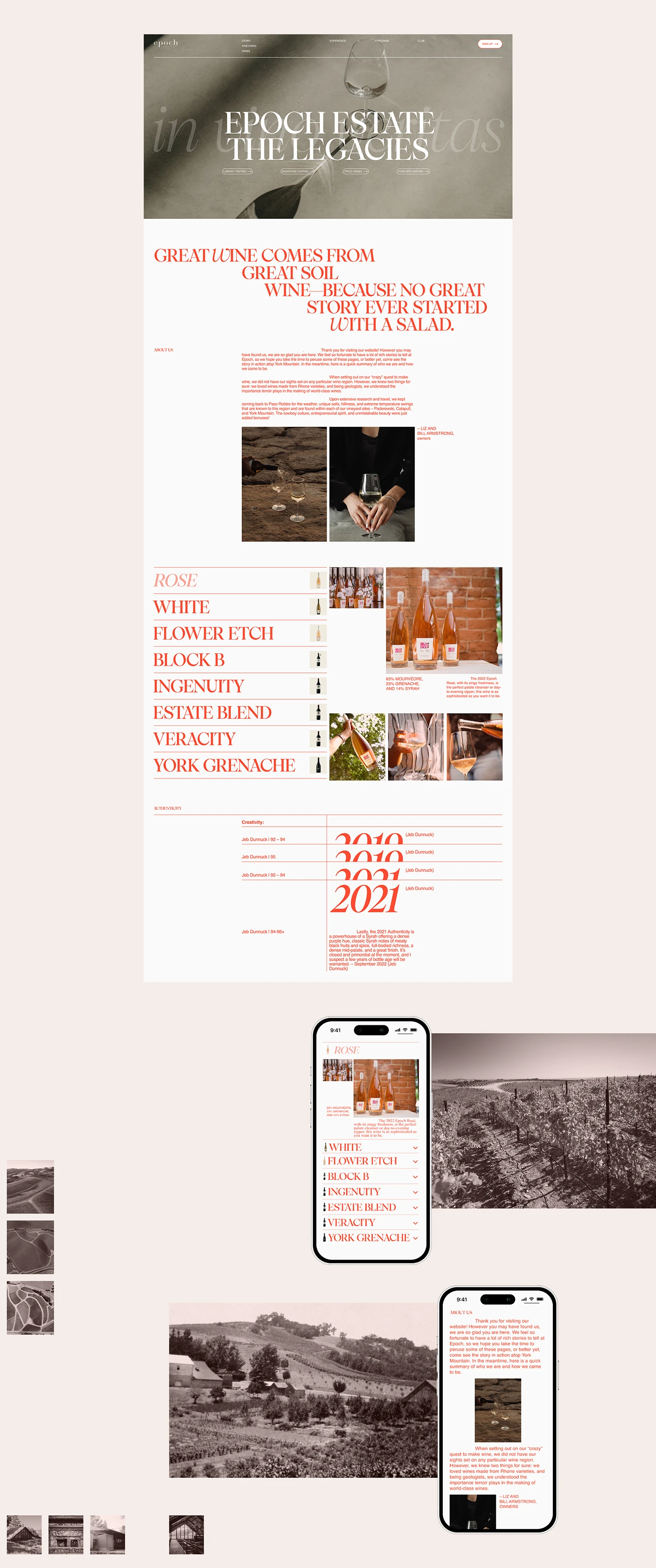 Detalles visuales fijos de la marca EPOCH WINE