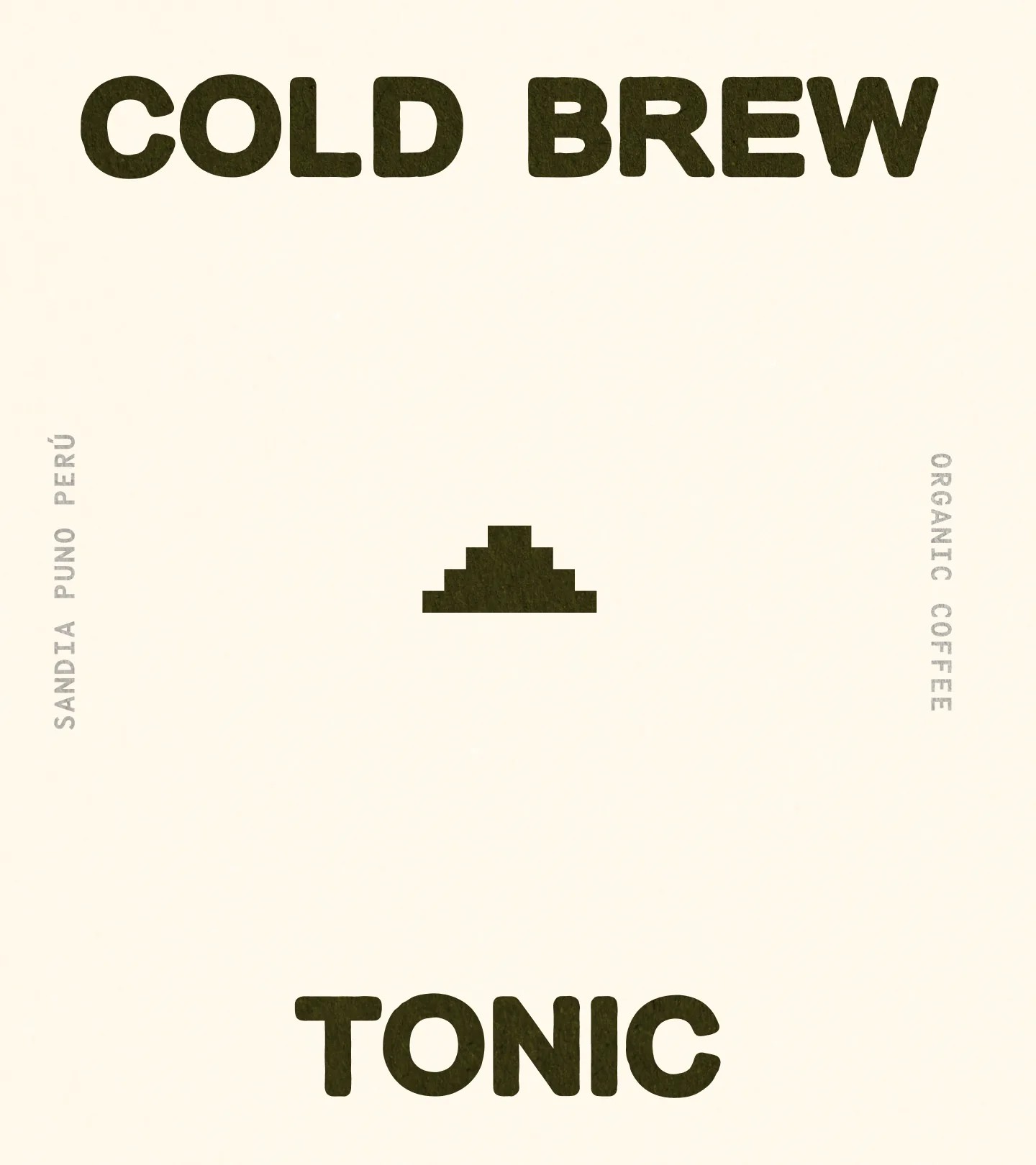PUNO Coffee Cold Brew and Tonic typographic composition in dark olive on cream