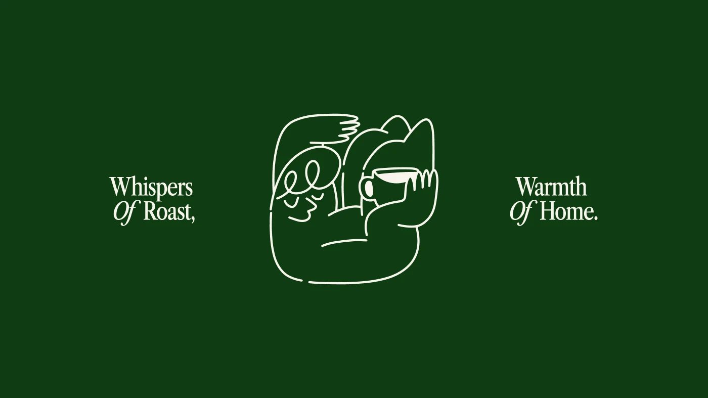 Four Squares Cafe brand voice panel: Whispers of Roast, Warmth of Home