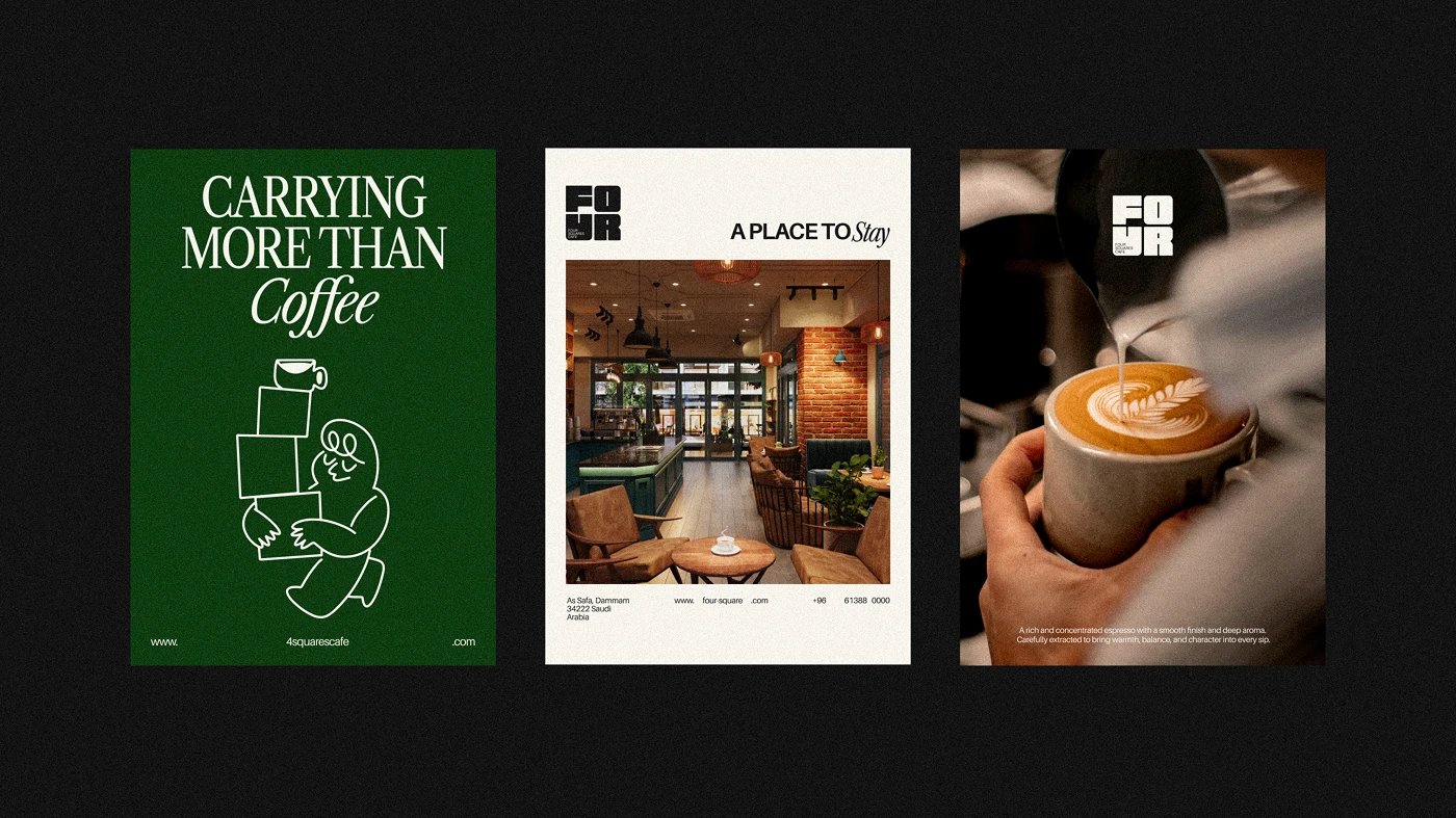 Four Squares Cafe poster series: Carrying More Than Coffee