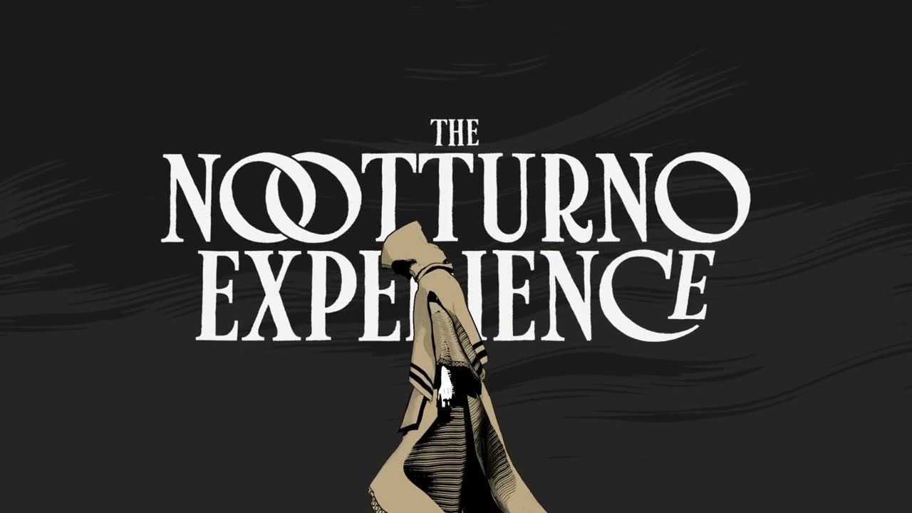 Hooded saint illustration before the Notturno Experience title card
