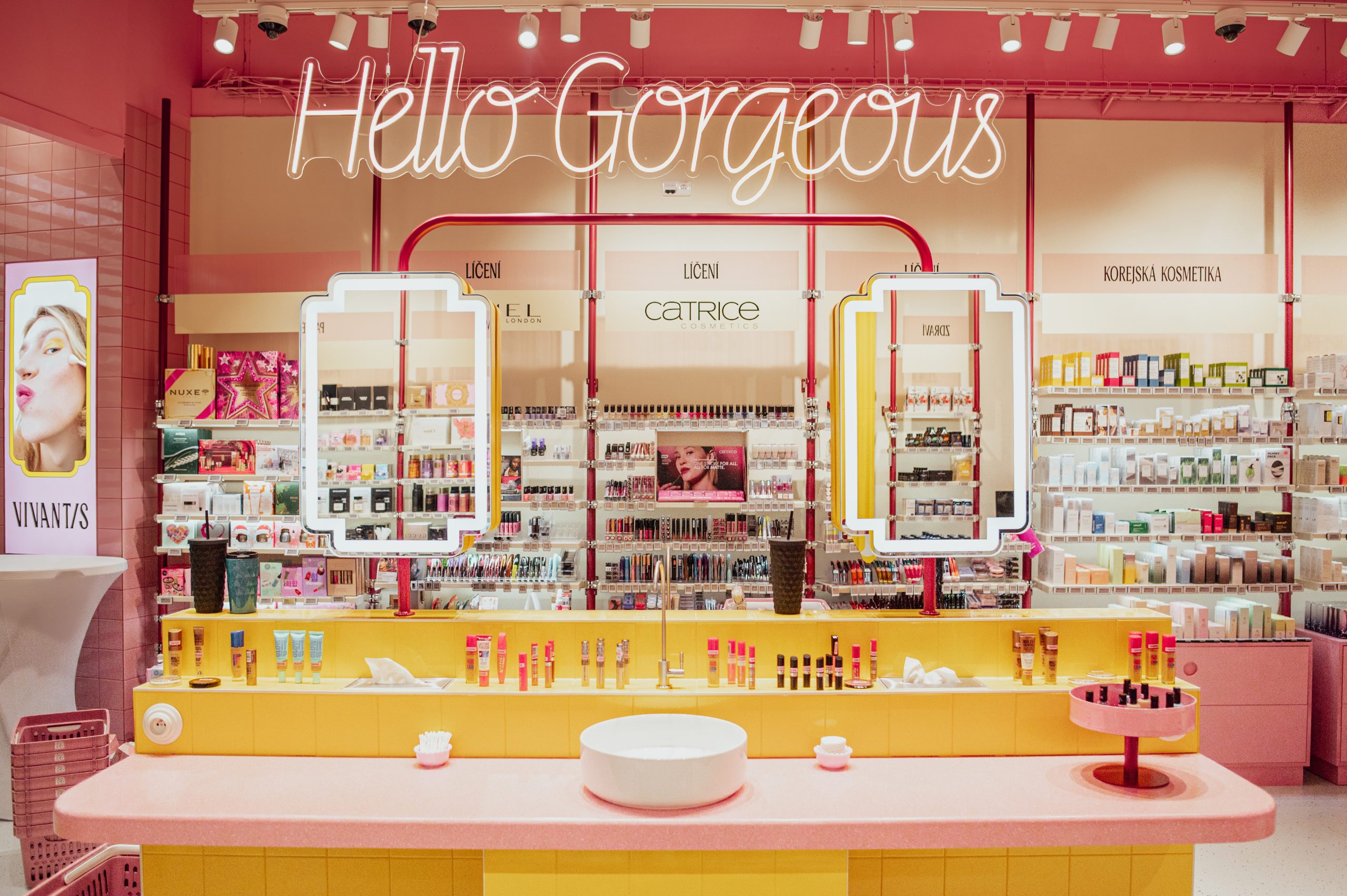 Vivantis flagship store interior with neon Hello Gorgeous signage
