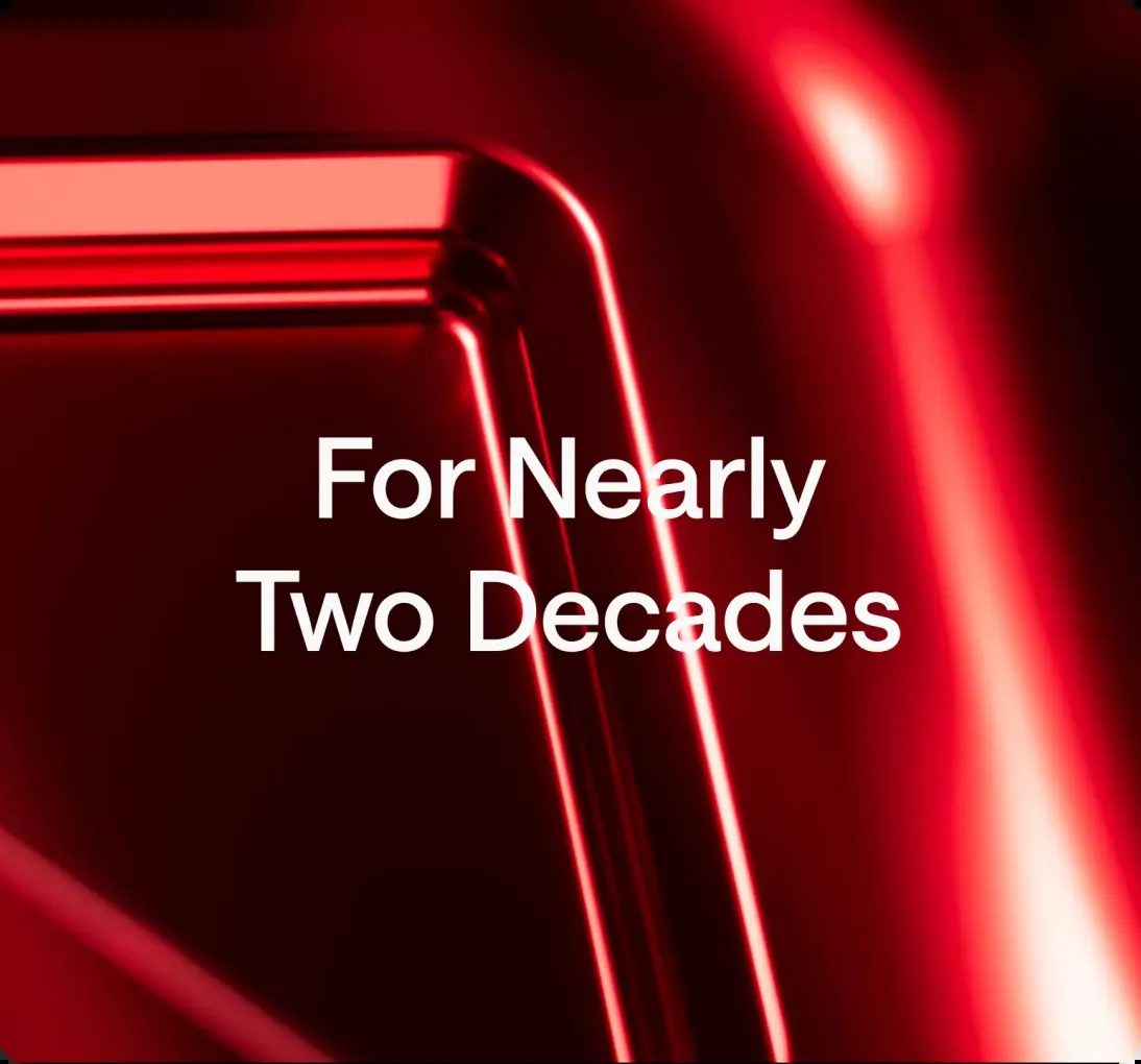 White grotesque type on deep red: Axi's signature red as backdrop