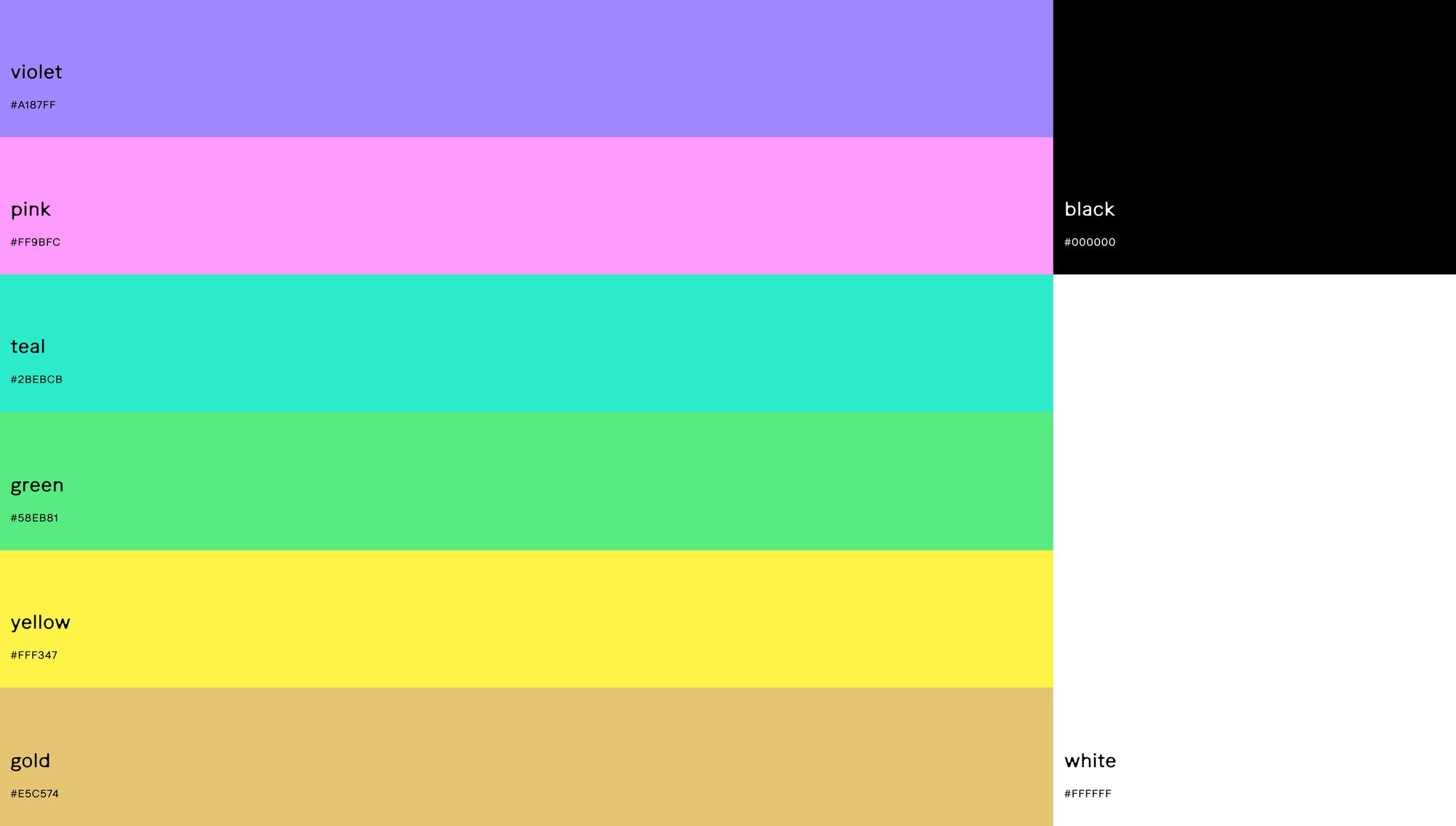 ADC identity color palette: violet, pink, teal, green, yellow and gold swatches
