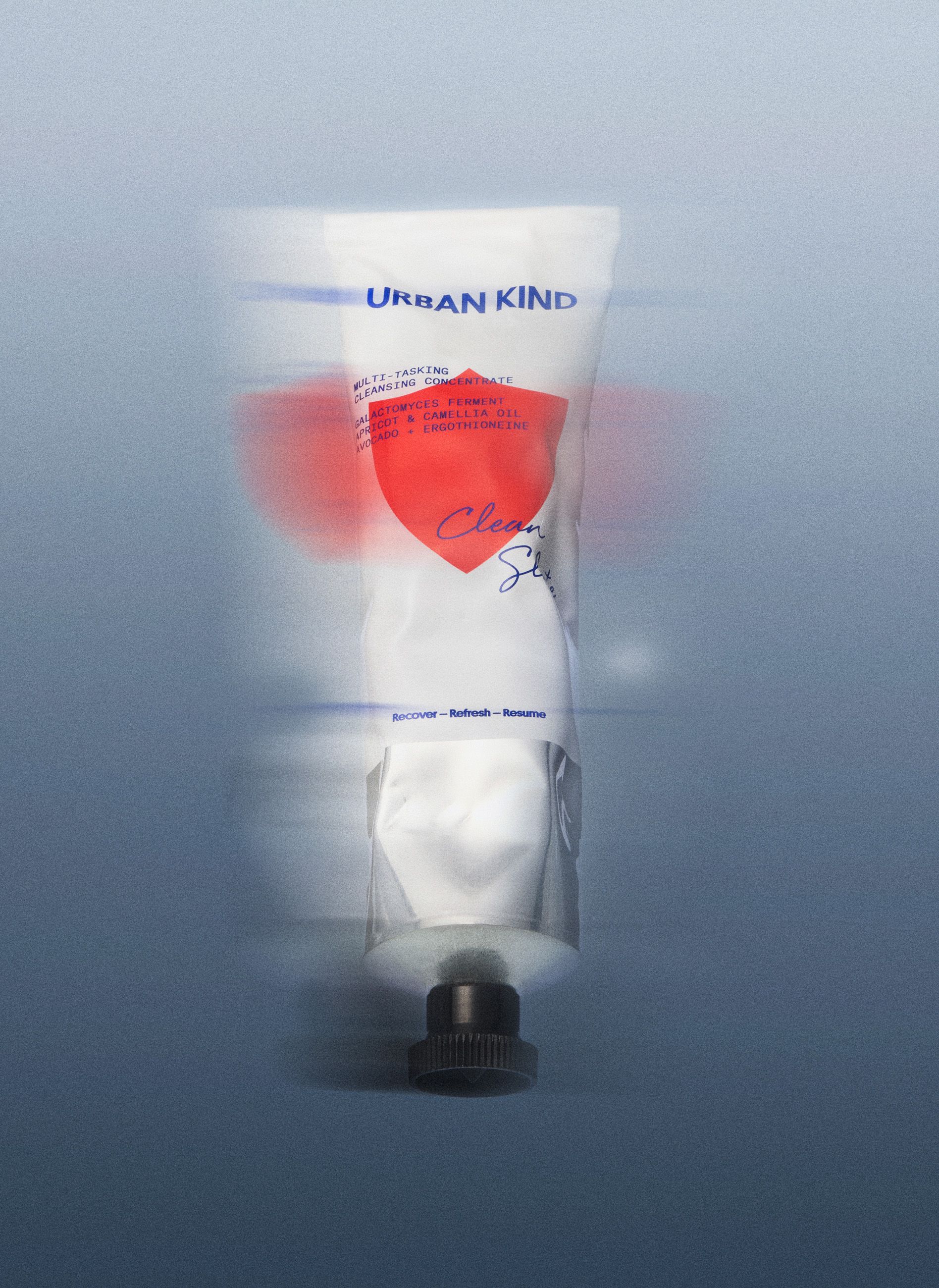 Urban Kind cleansing concentrate tube packshot with red shield