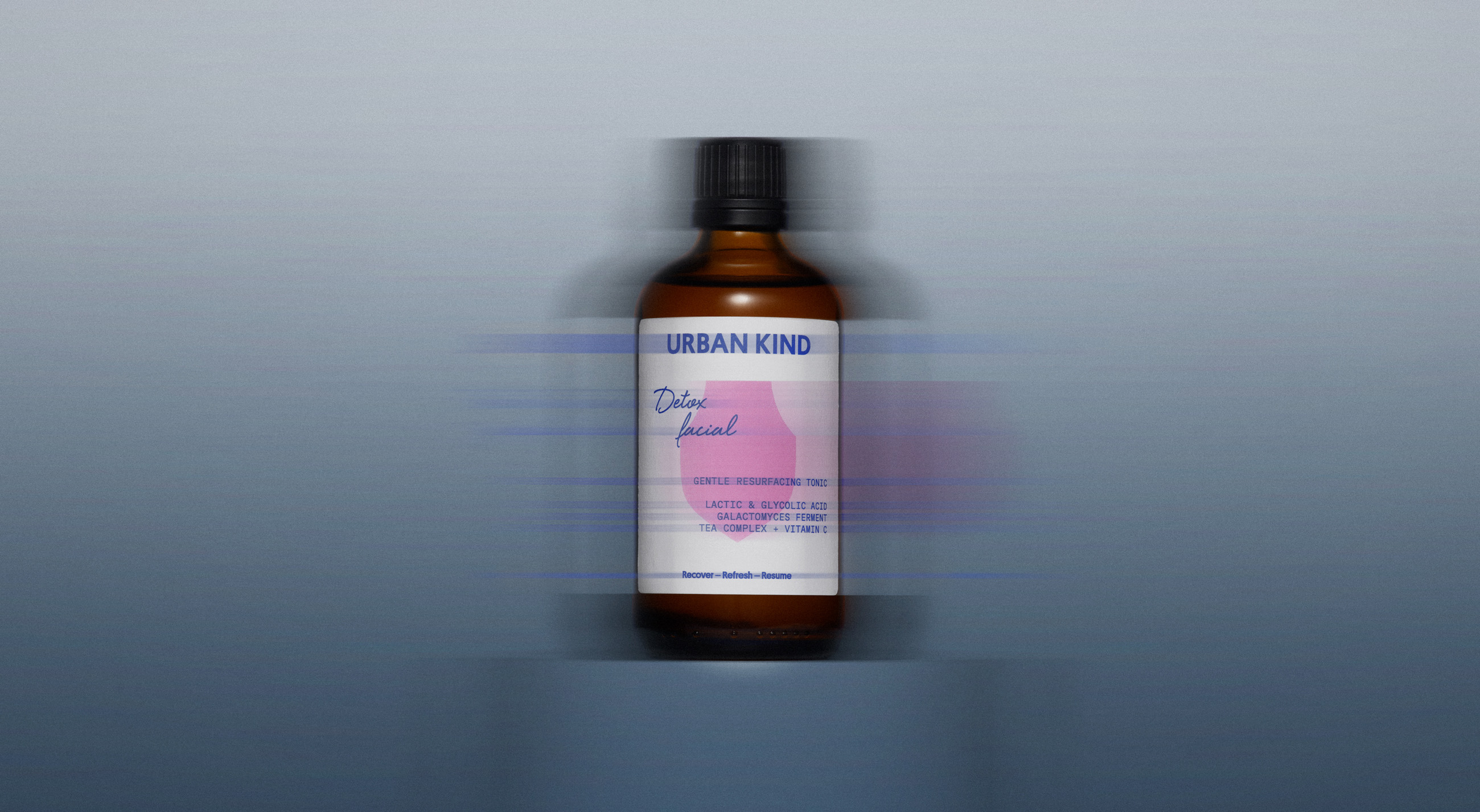 Urban Kind Detox Facial tonic bottle with pink shield label