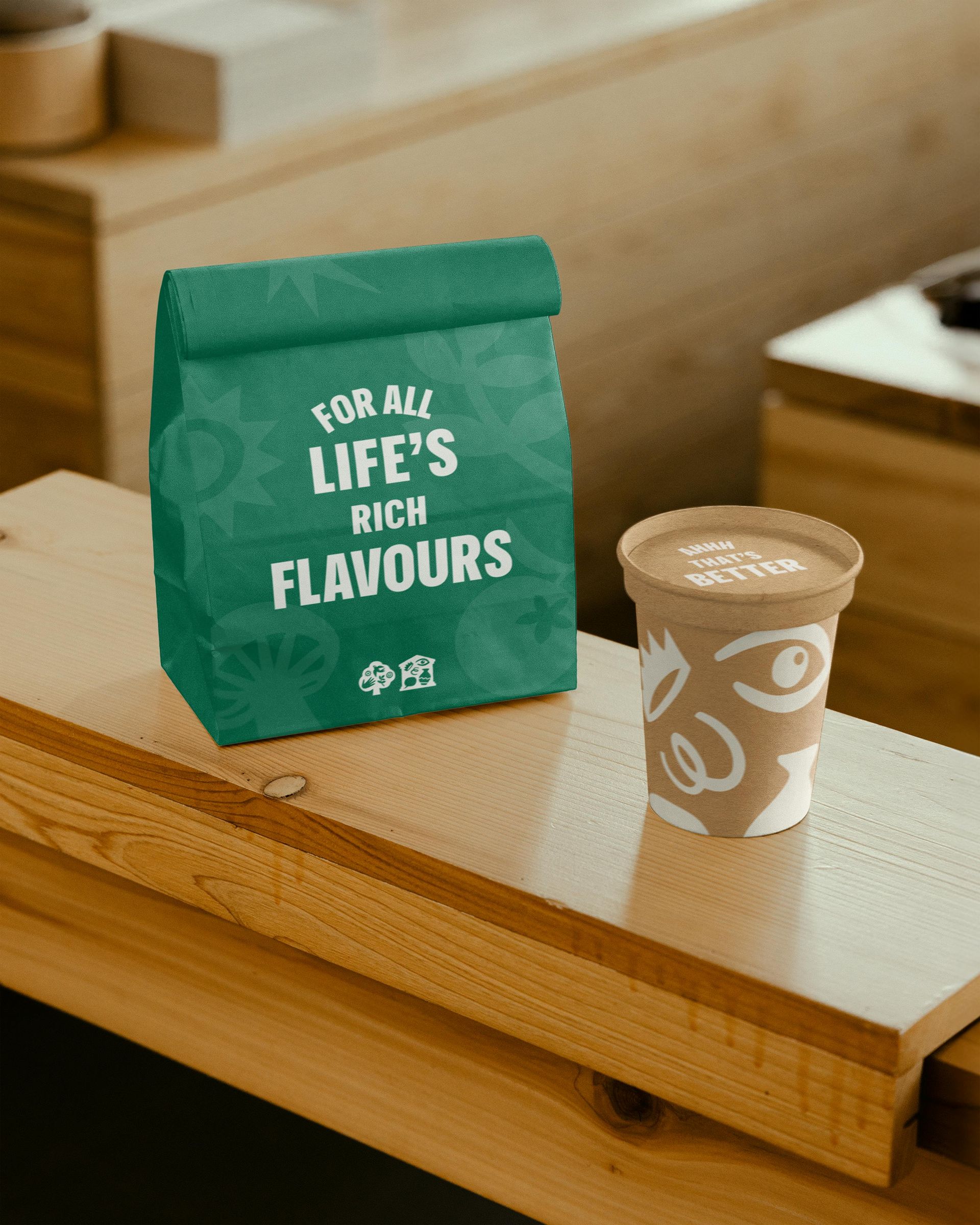 Gunnersbury Park cafe packaging with arched typography