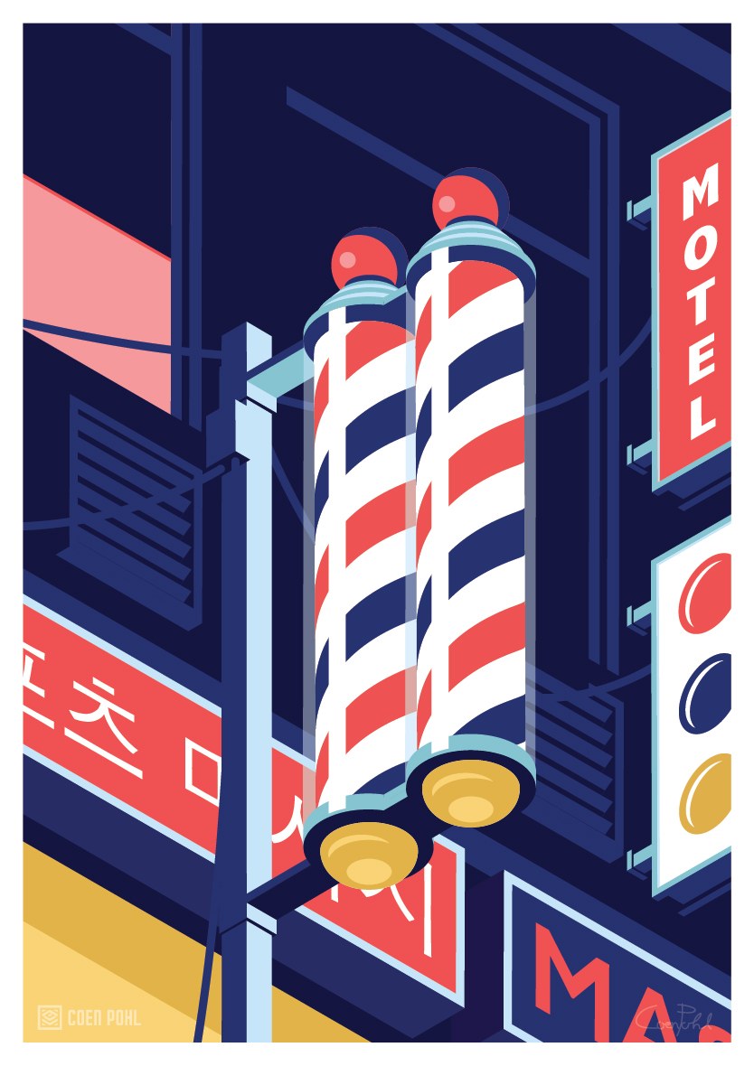 Ocupada entrada de metro ilustración vectorial serie de carteles Vida nocturna de Seúl