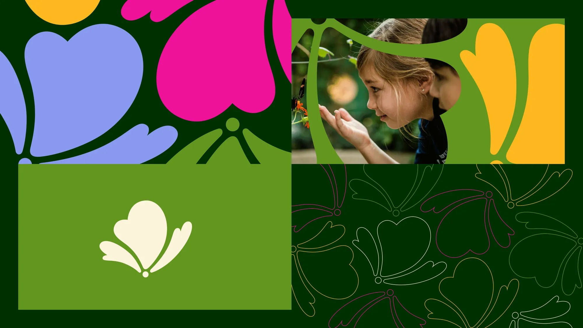 Span's abstract butterfly and flower icon system for the Nature Museum in filled, photographic, and line forms