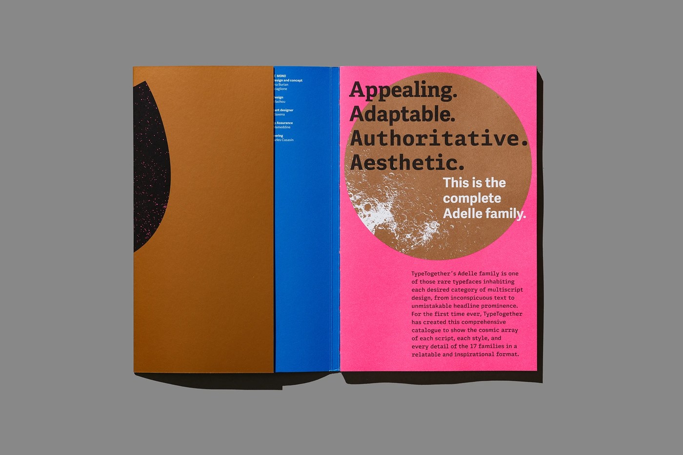 Fluorescent spot color specimen page — typography design by Tereza Bettinardi