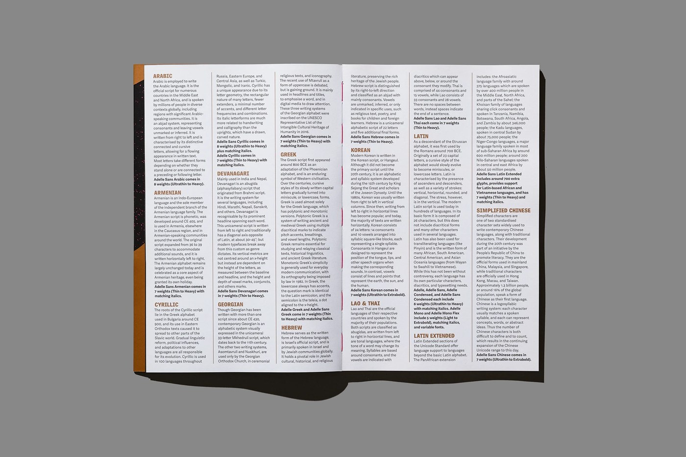 Adelle Mono and Serif weight comparison — typography design by Tereza Bettinardi