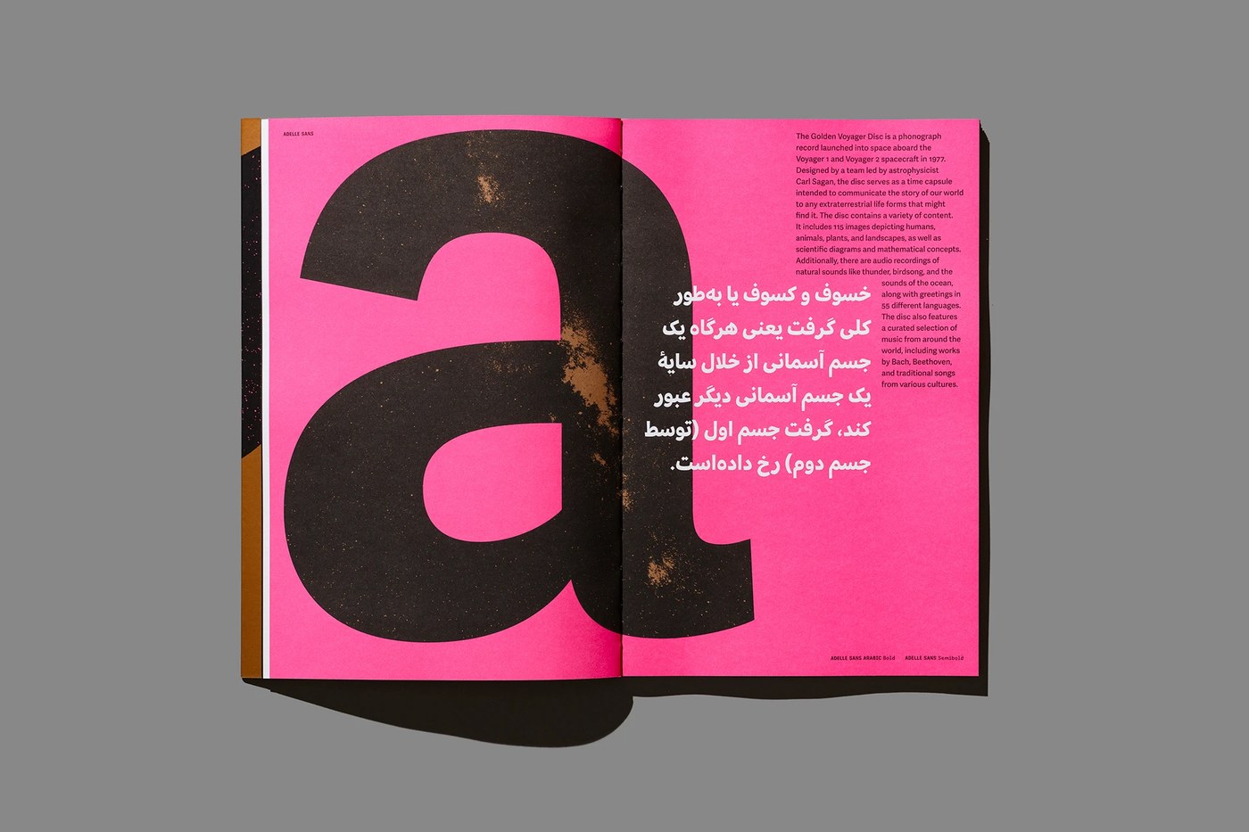 Metallic Pantone ink and paper texture spread — typography design by Tereza Bettinardi