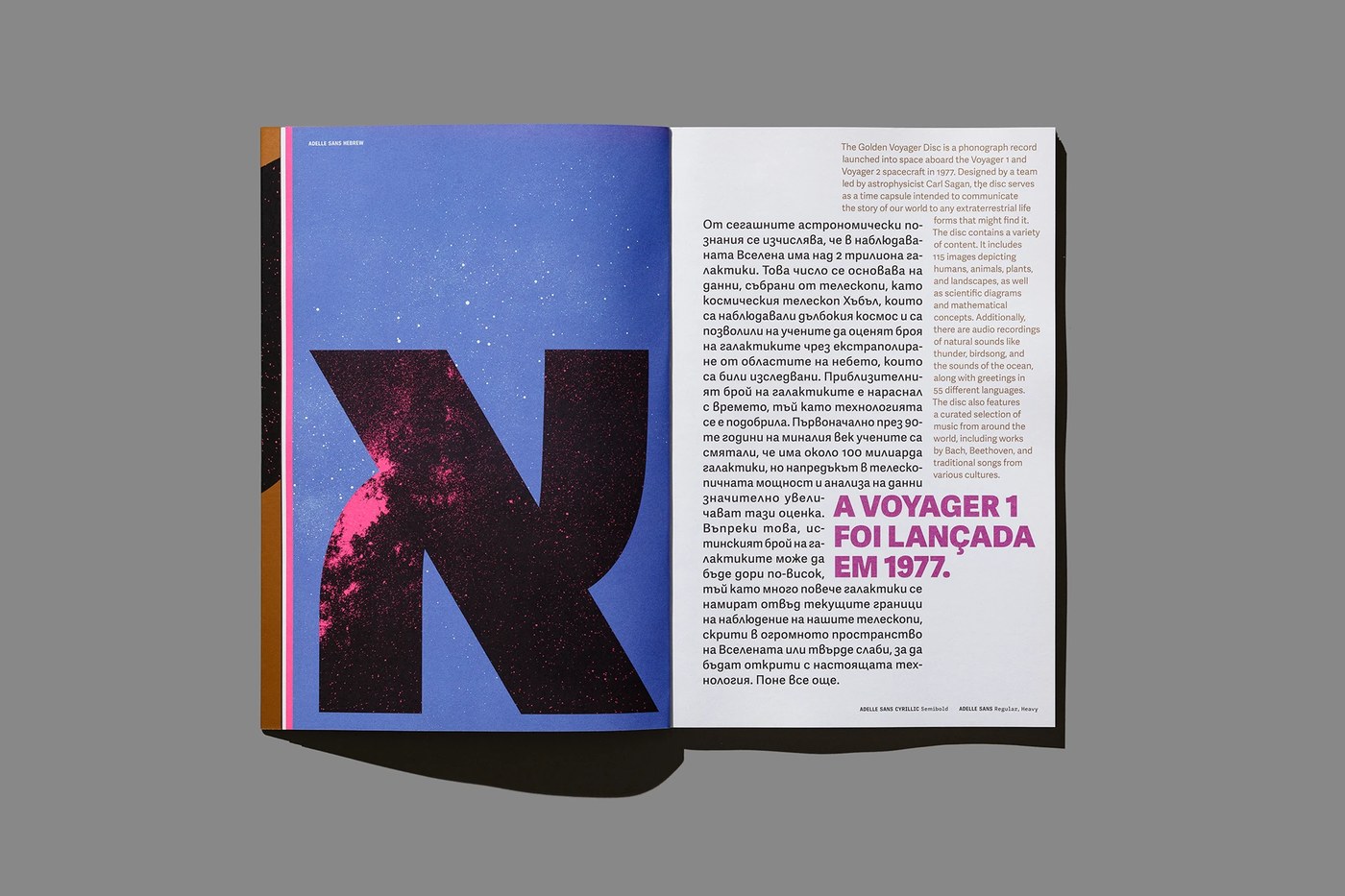 Cosmic orbital grid specimen spread — typography design by Tereza Bettinardi