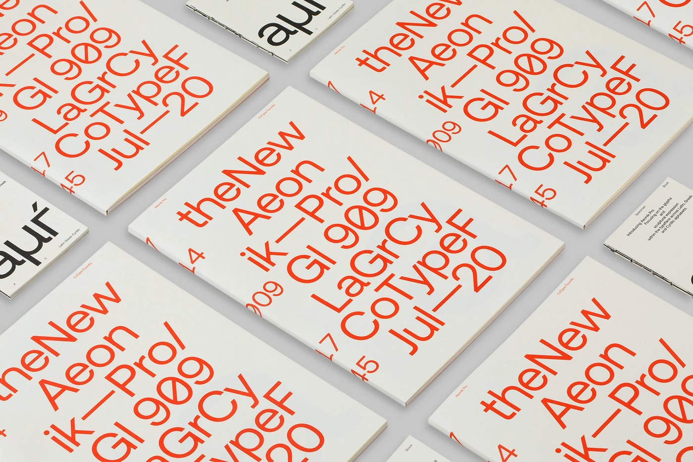 aeonik pro sans-serif fuente variable muestra impresión folleto extendido diseño visual