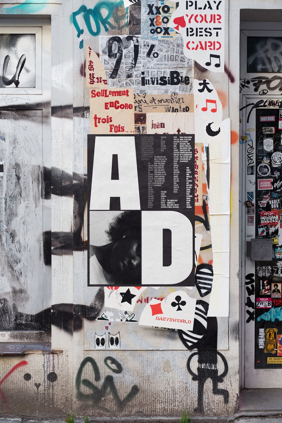 Street flyposting poster featuring letter A and D in Andscape typography design