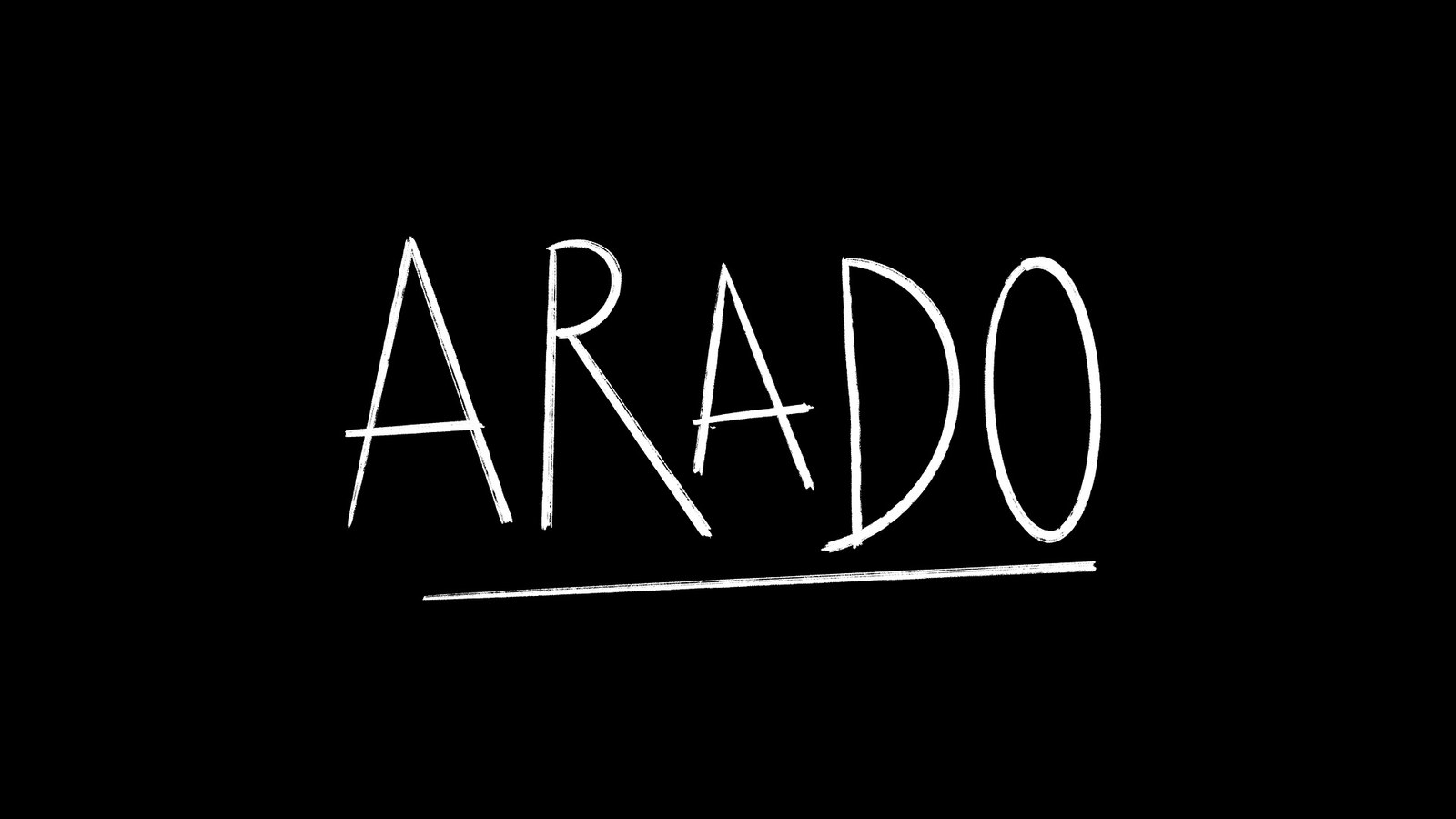 Arado 2026 white hand-drawn wordmark on black — brand identity by Senhor Paulinho