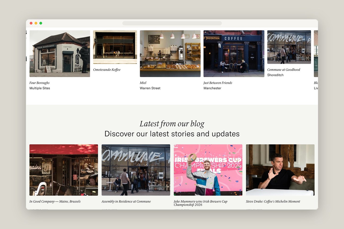 Assembly Coffee featured projects showcase layout screenshot — web design by Assembly Coffee