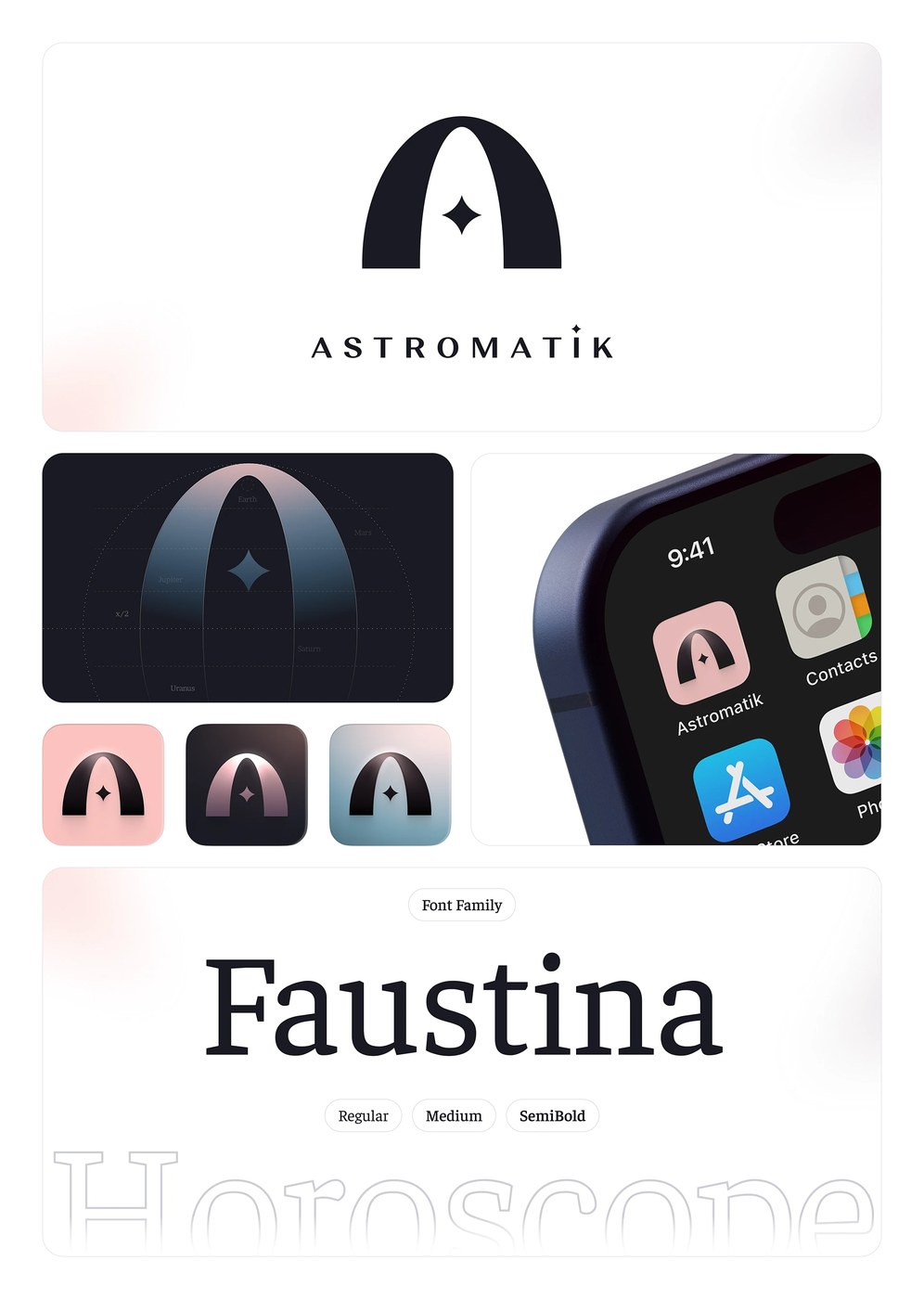 Astromatik app branding ux ui sencer b. yilmaz brand identity guidelines and logo construction grid