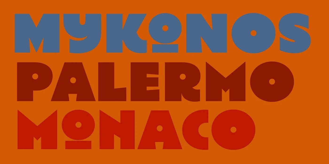 ATF Manarola font Soft Riso style: OLIVE OIL! in Risograph-textured letters on saturated yellow with illustrated olive overlays
