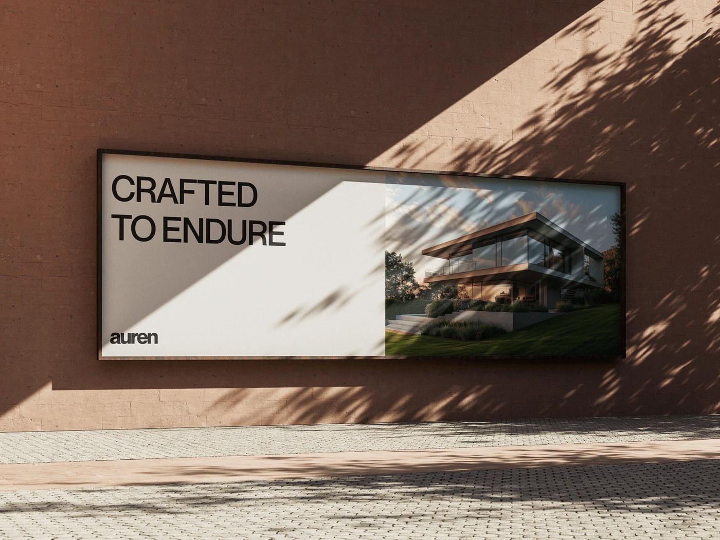 Outdoor architectural billboard and brand application for Auren ui ux design