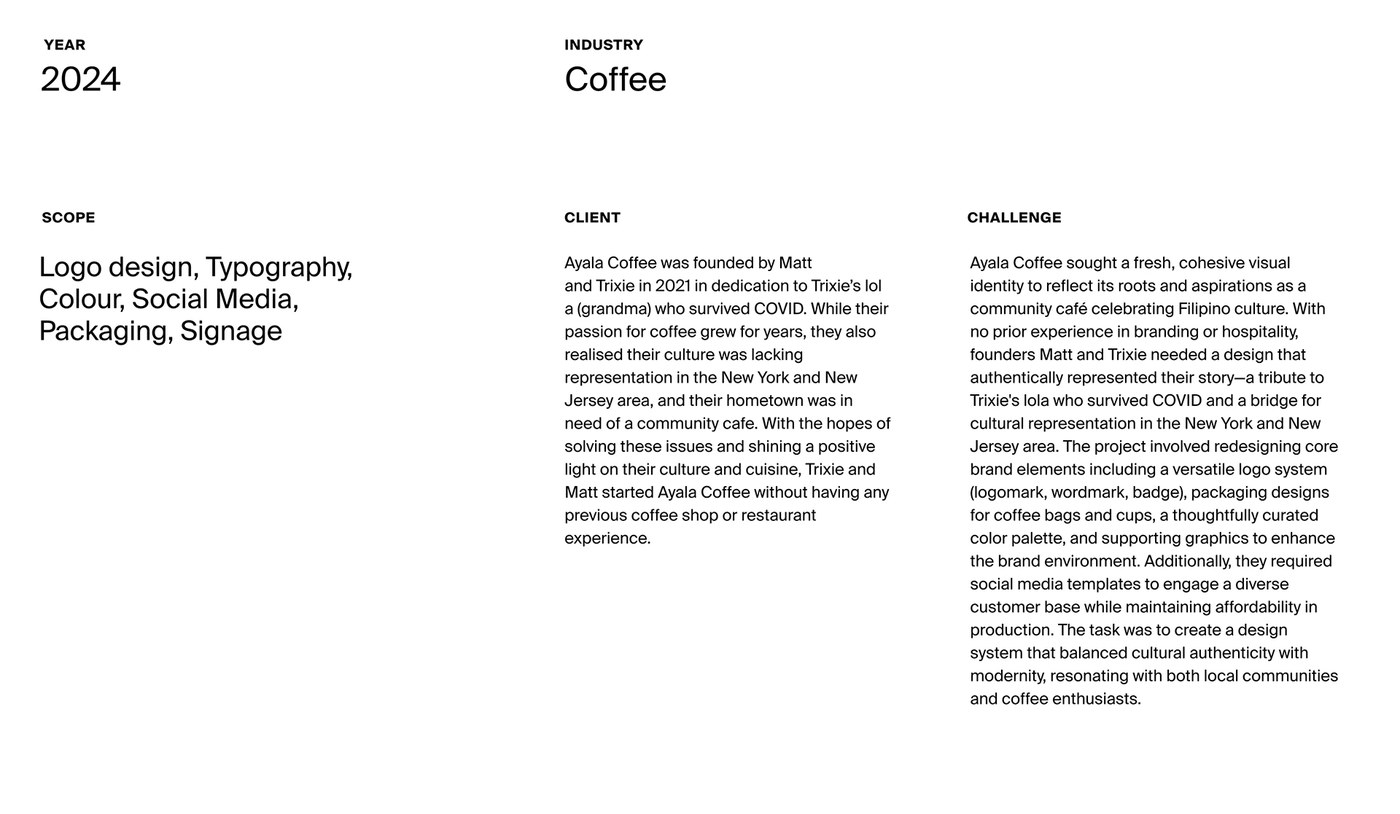 Ayala Coffee Co. Visual Identity: Crafting Tactile Packaging