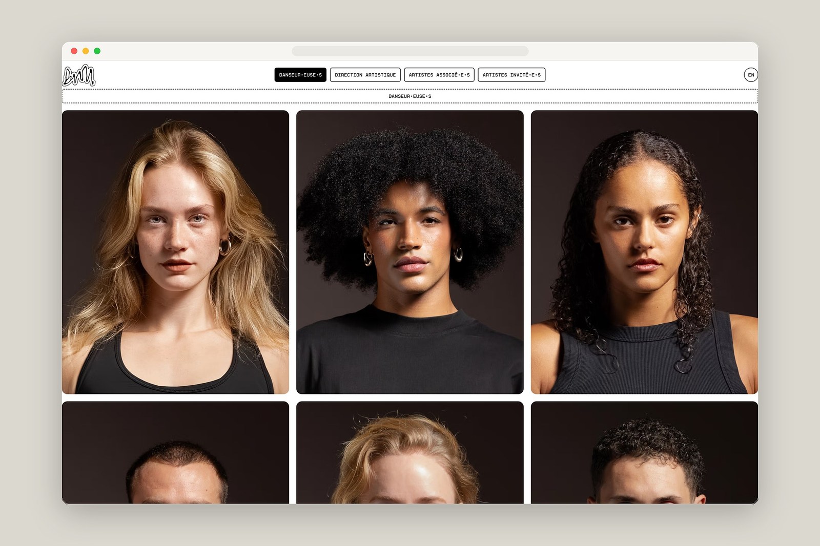 Ballet National de Marseille website footer and secondary layout details screenshot — web design by Hover States