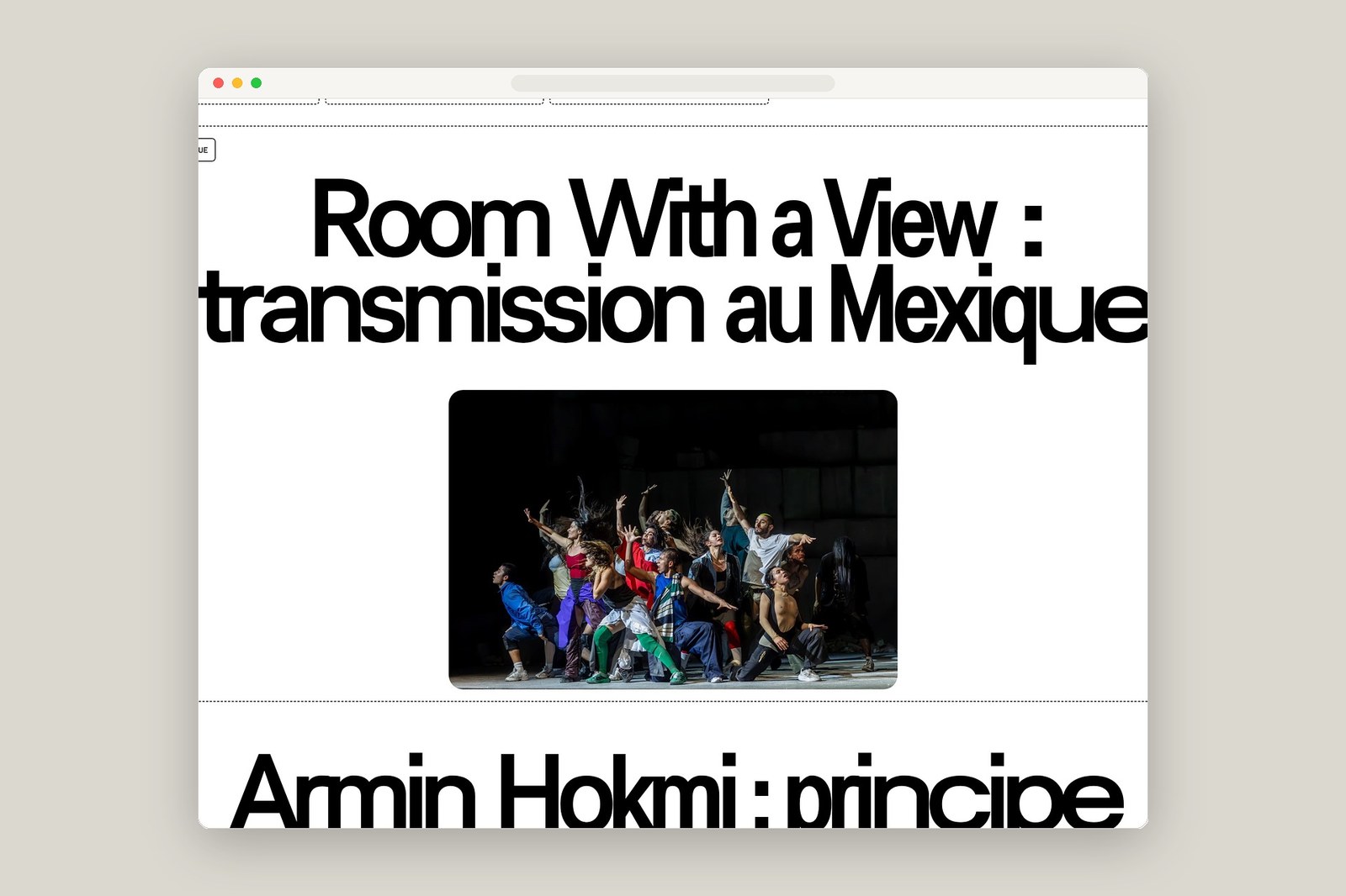 Ballet National de Marseille website viewport screenshot 8 — web design by Hover States