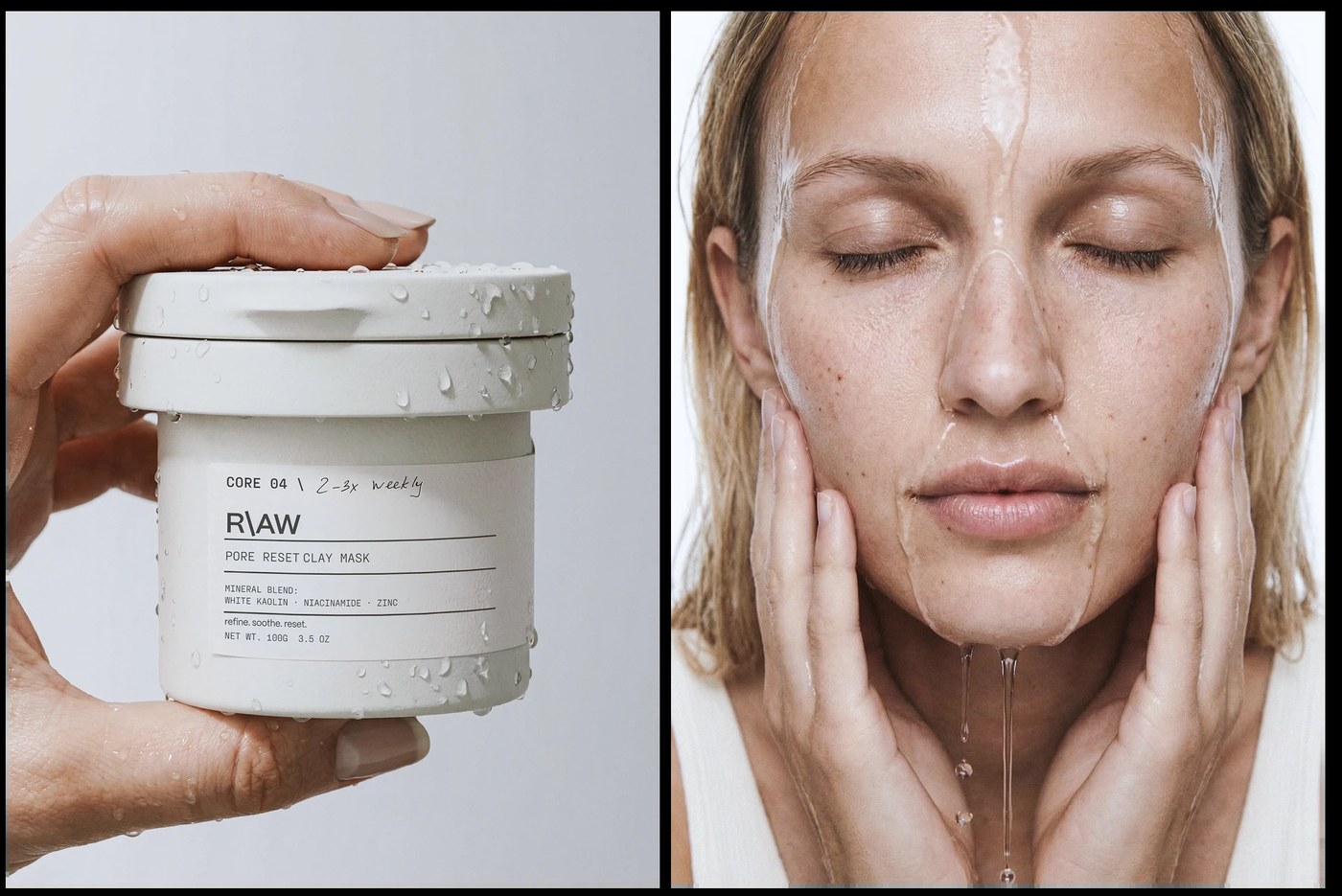RAW Skincare diseño sustentable empaque y diseño de identidad de marca diseñado por Kat Bres