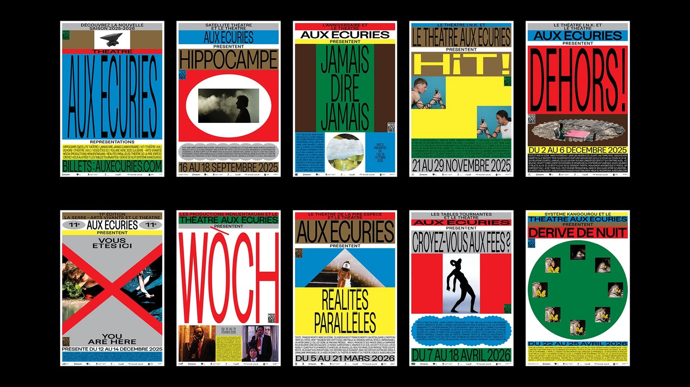 Théâtre Aux Écuries campaign identity and bold editorial poster design by Paprika Design