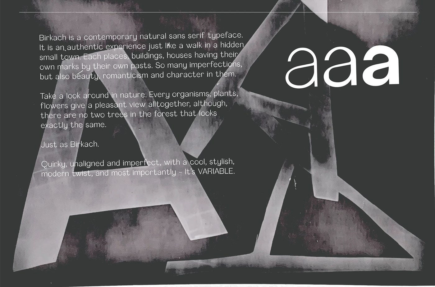 Birkach typeface specimen blanka burgundi layout and spacing