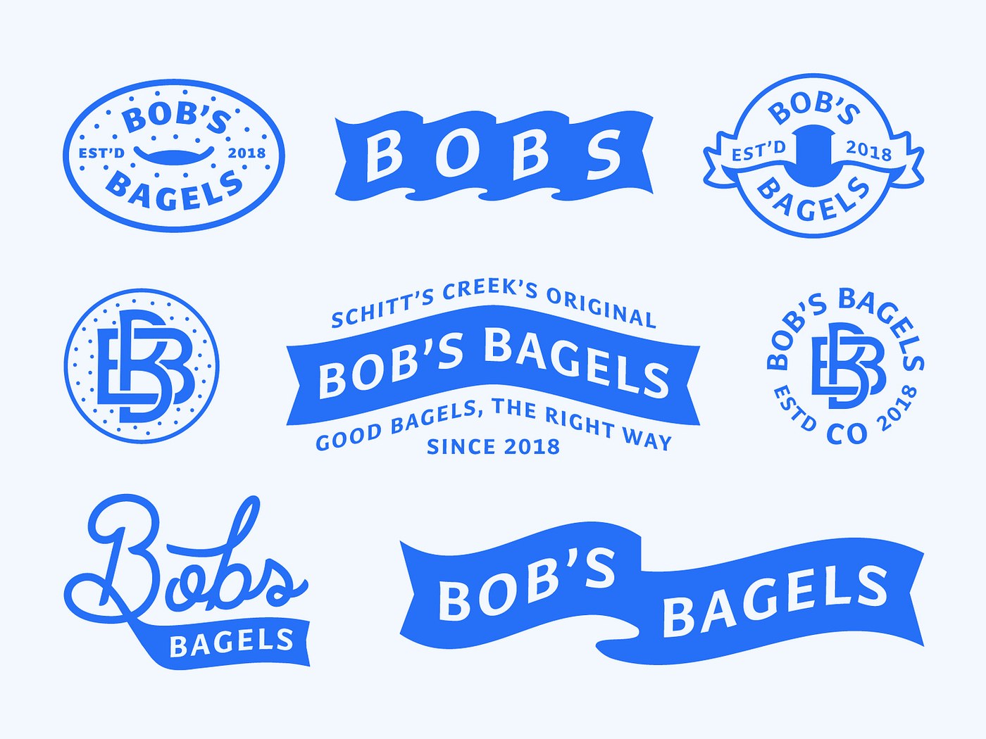 Detail view of the logo in the bobs bagels branding matthew doyle project.