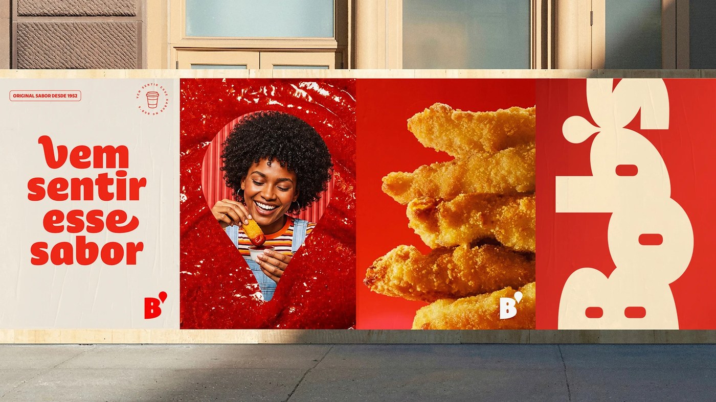Bob's outdoor billboard campaign featuring burger and milkshake typography design by Plau Design