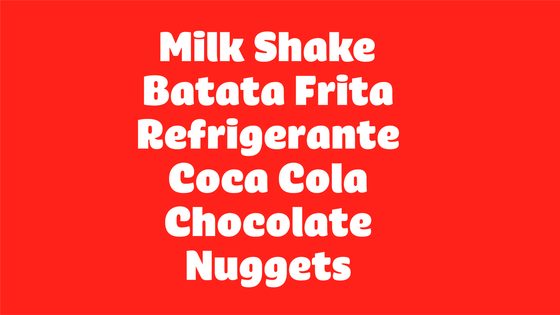 Animated retail food menu title lockups — typography design by Plau Design