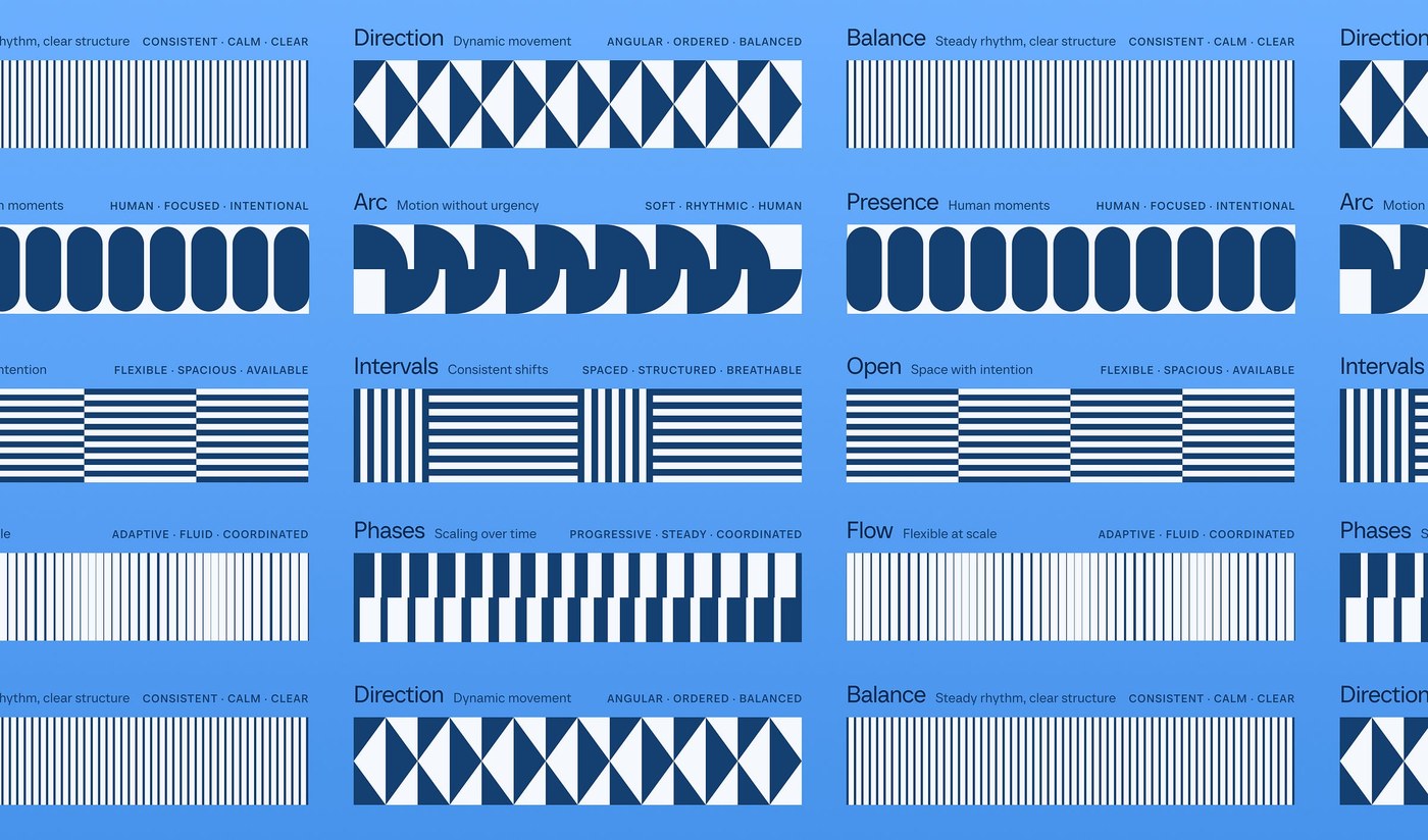 Calendly brand identity calendar time-block abstract vector pattern system